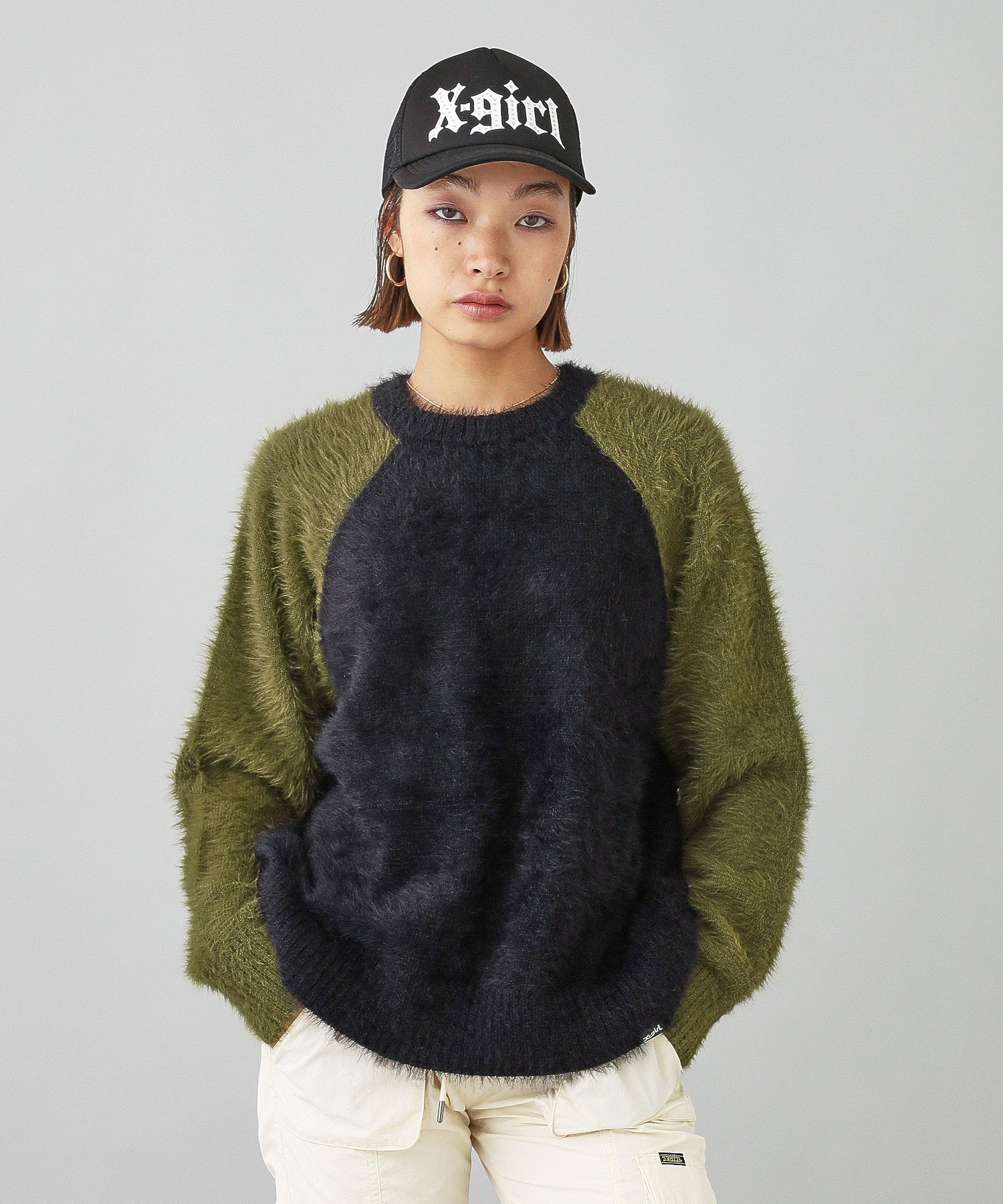 SHAGGY KNIT RAGLAN SLEEVE TOP