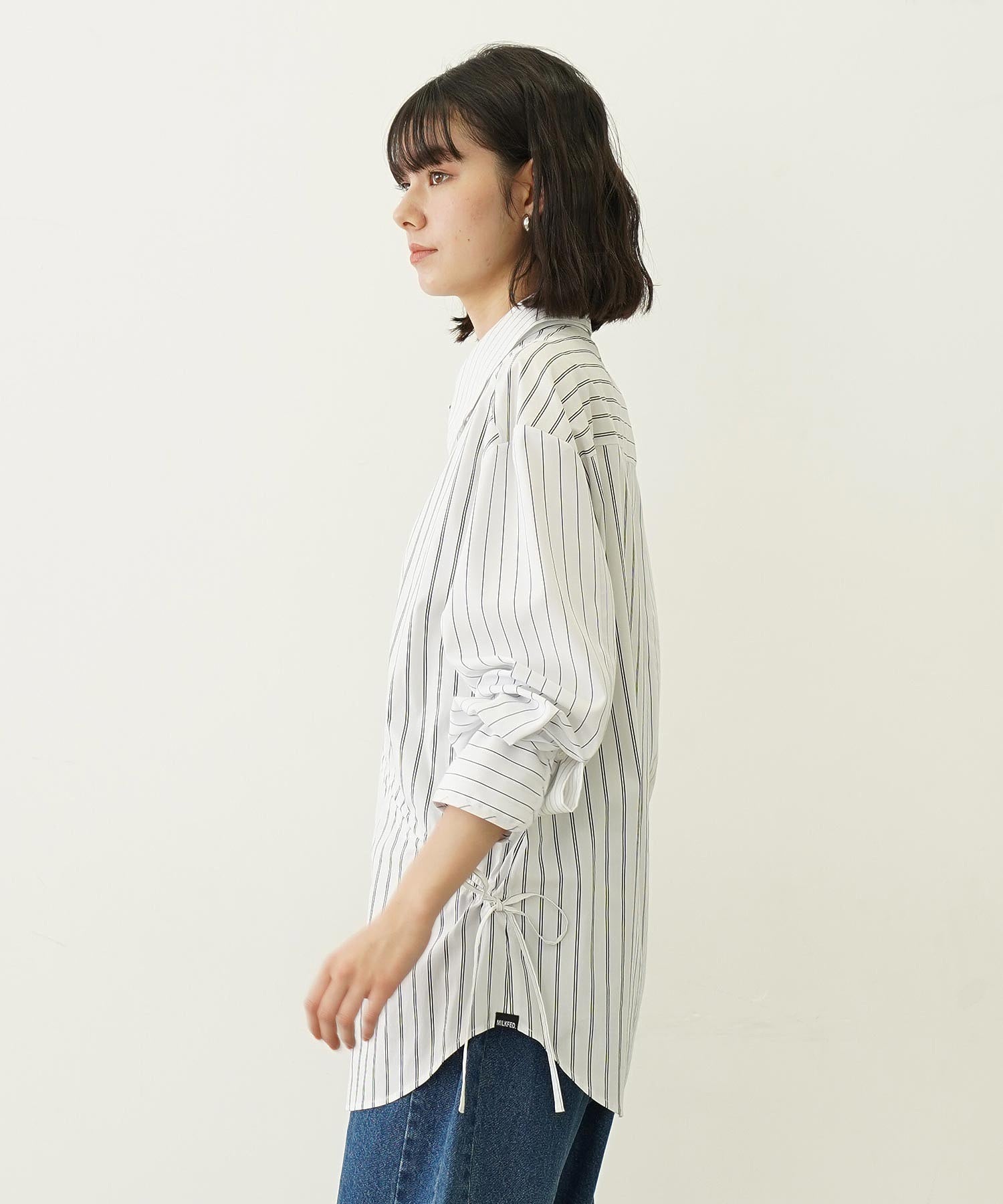 STRIPED SHIRRING SHIRT