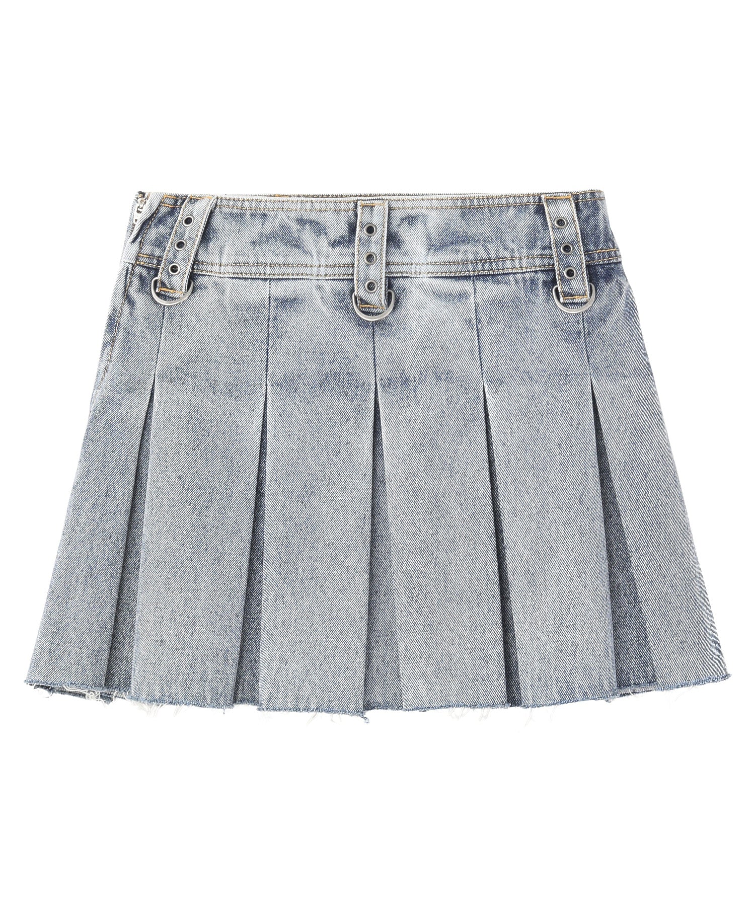 BOX PLEAT DENIM MINI SKIRT