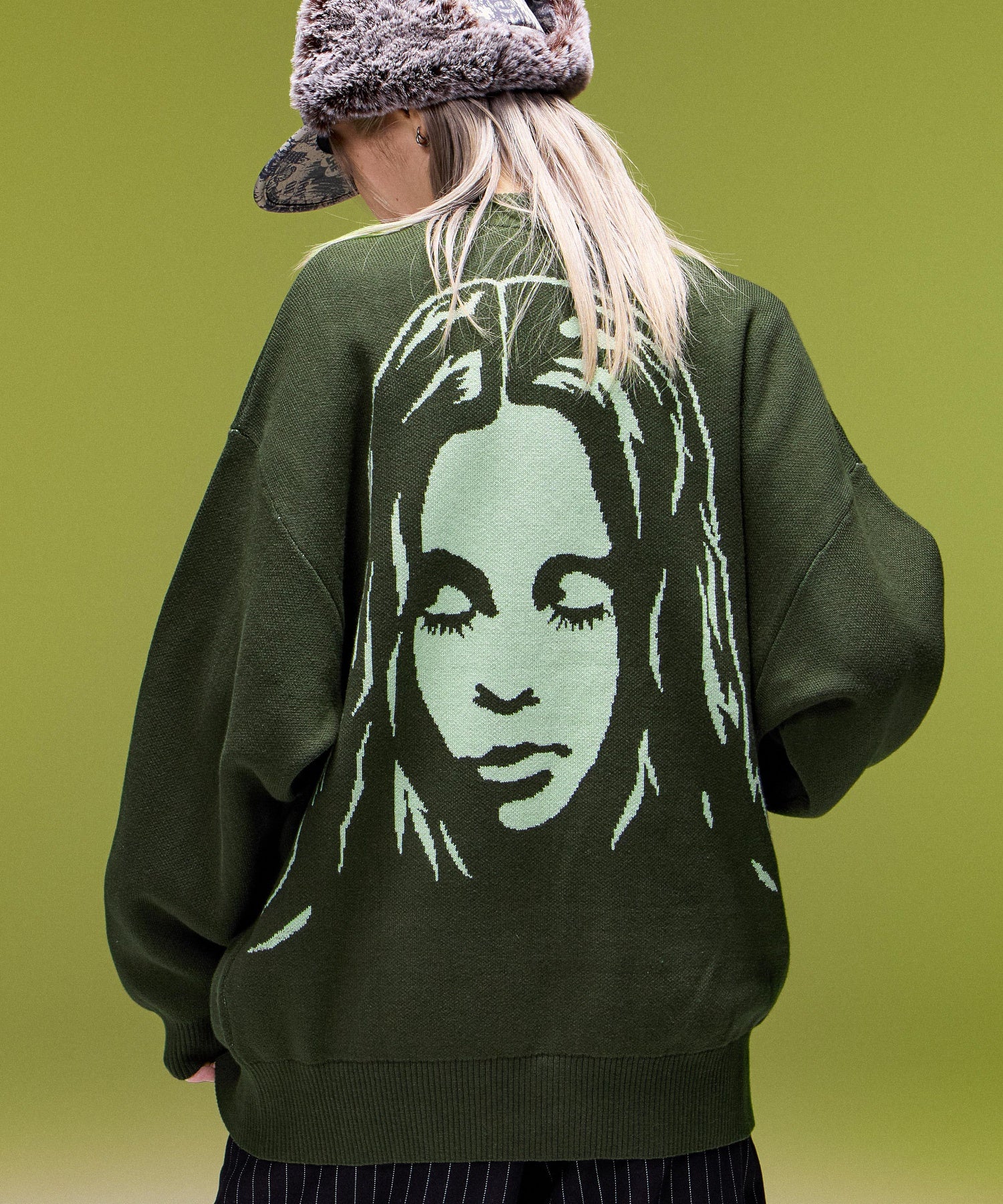 FACE BACK JACQUARD KNIT CARDIGAN