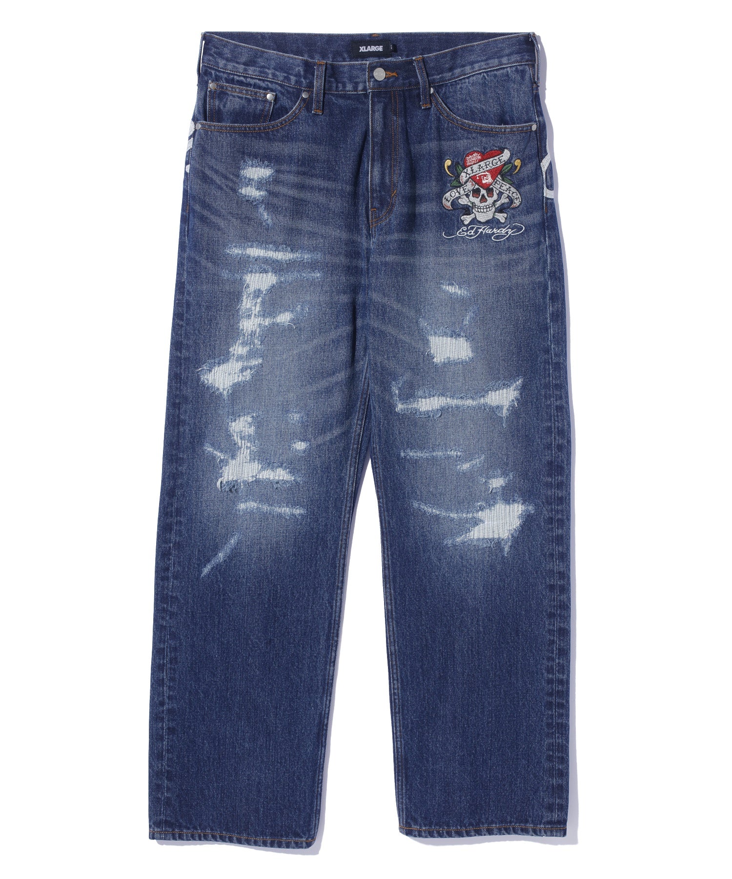 XLARGE×ED HARDY CRASH DENIM PANTS