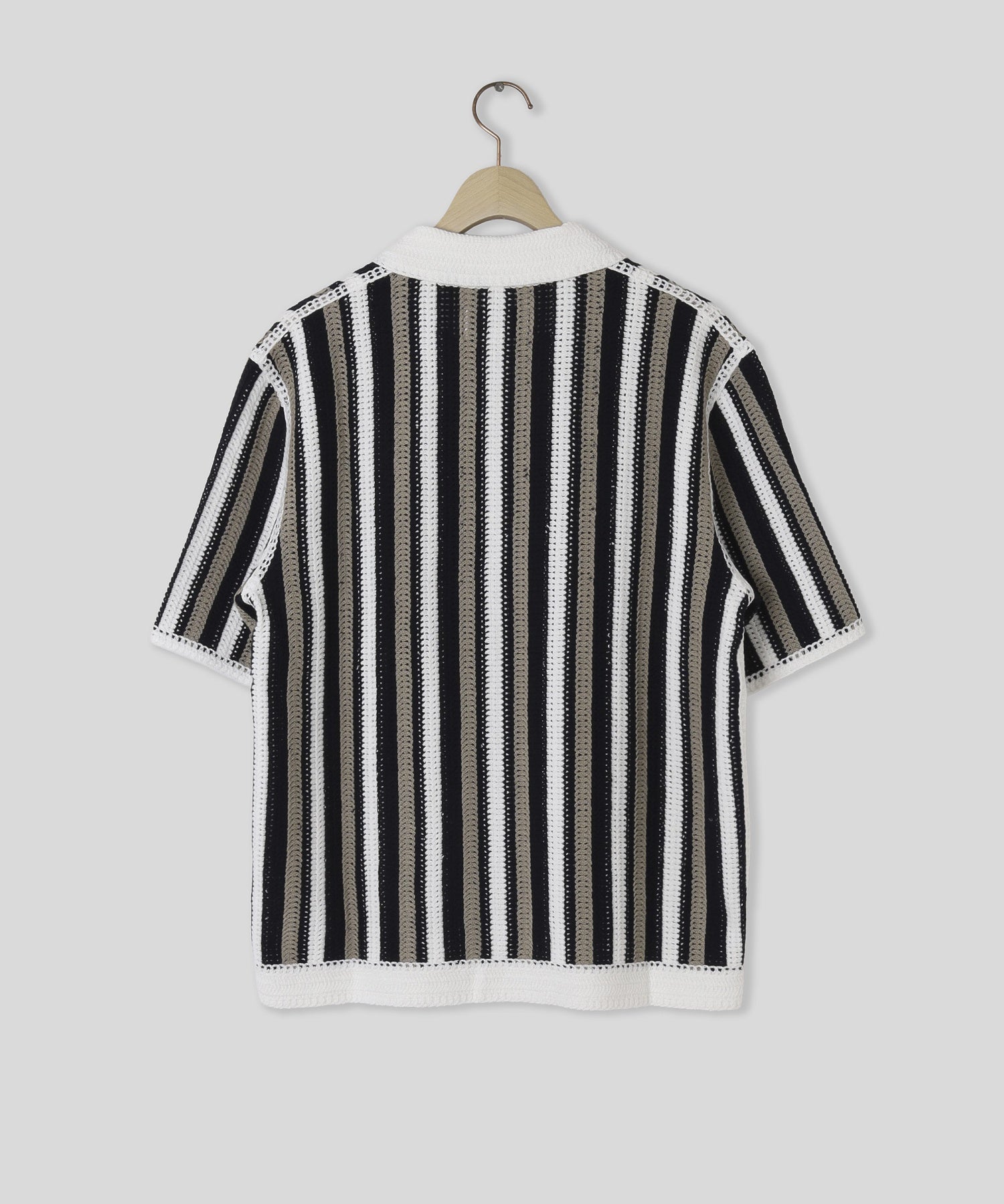 WAX LONDON/ワックスロンドン/PORTO SS POLO STRIPE CROCHET EBK
