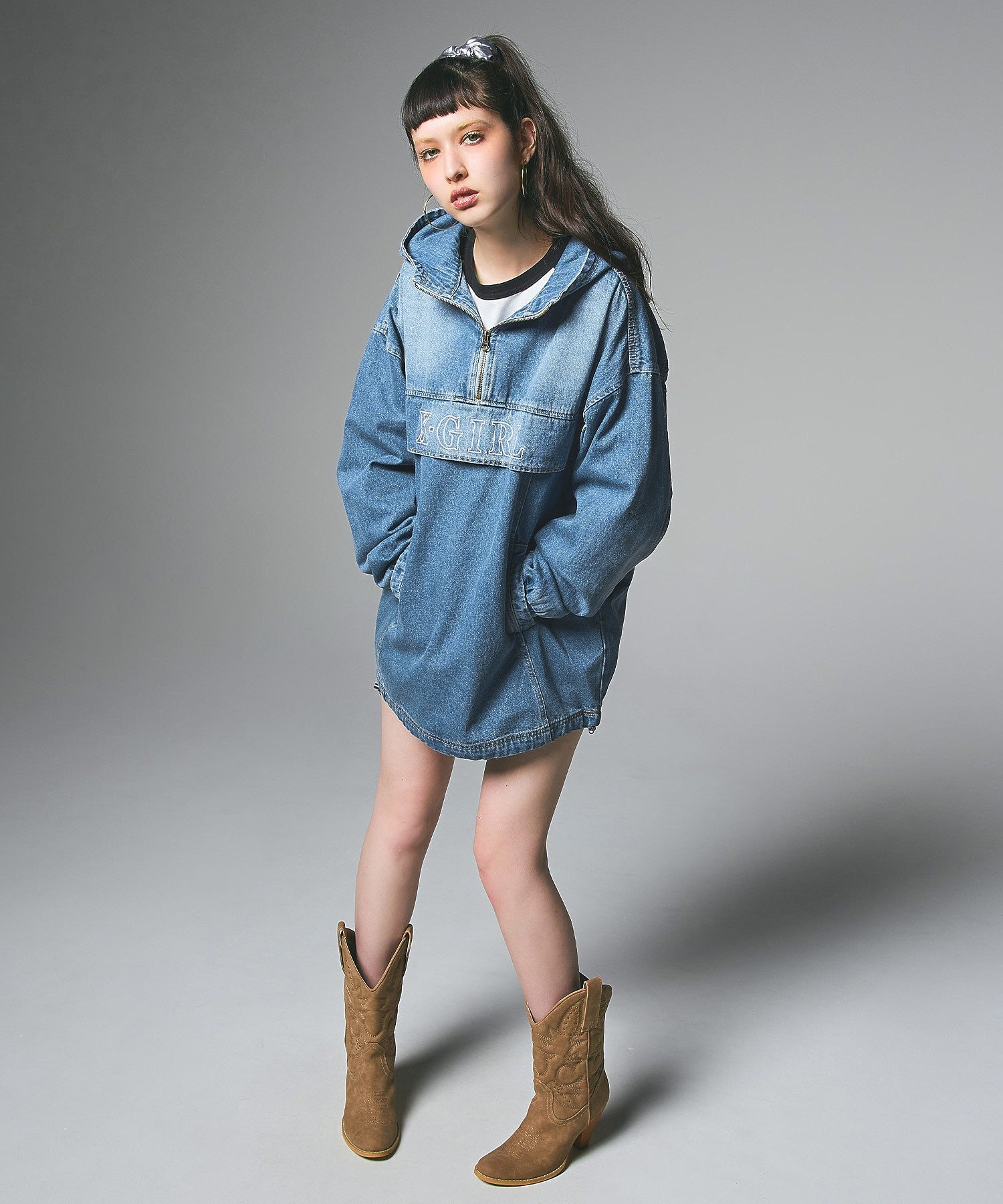 DENIM ANORAK DRESS