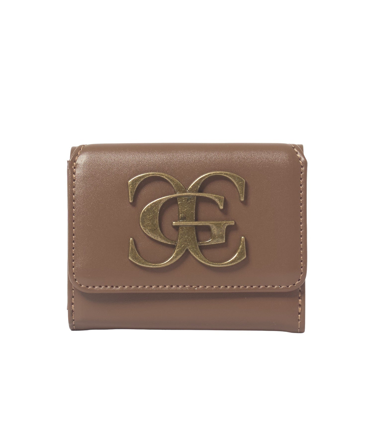 METAL XG EMBLEM FAUX LEATHER MINI WALLET