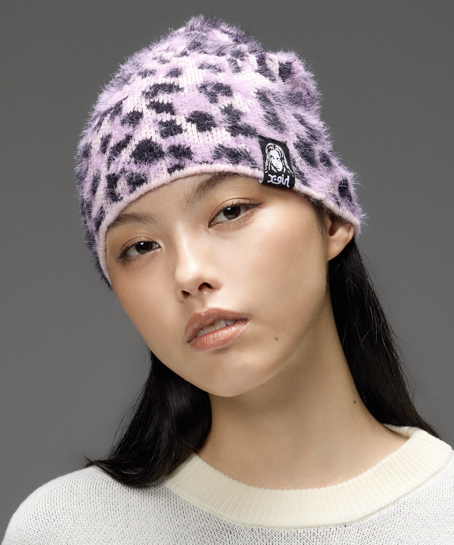 LEOPARD SHAGGY JACQUARD BEANIE
