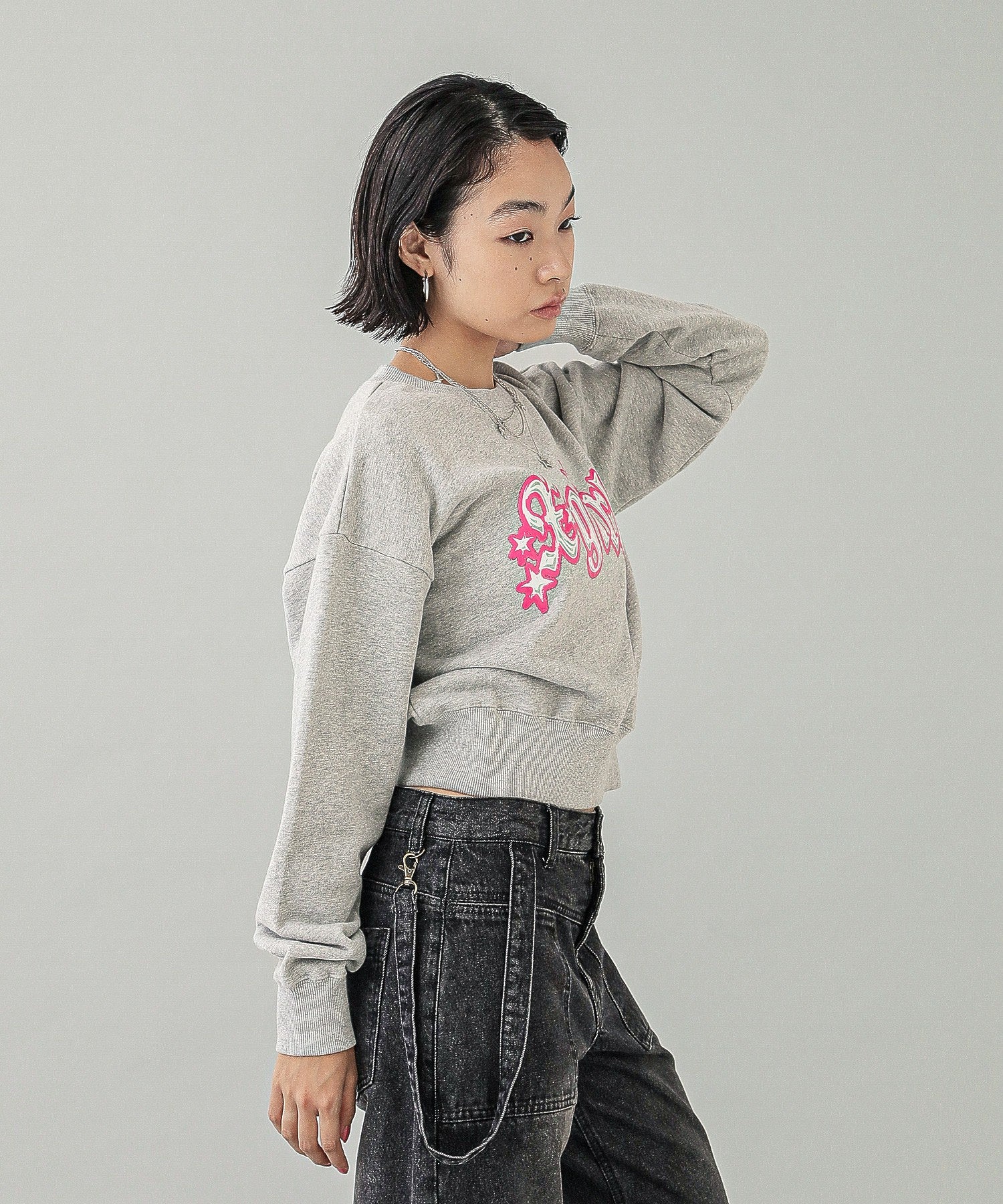 OVERLAPPED LOGO COMPACT SWEAT TOP