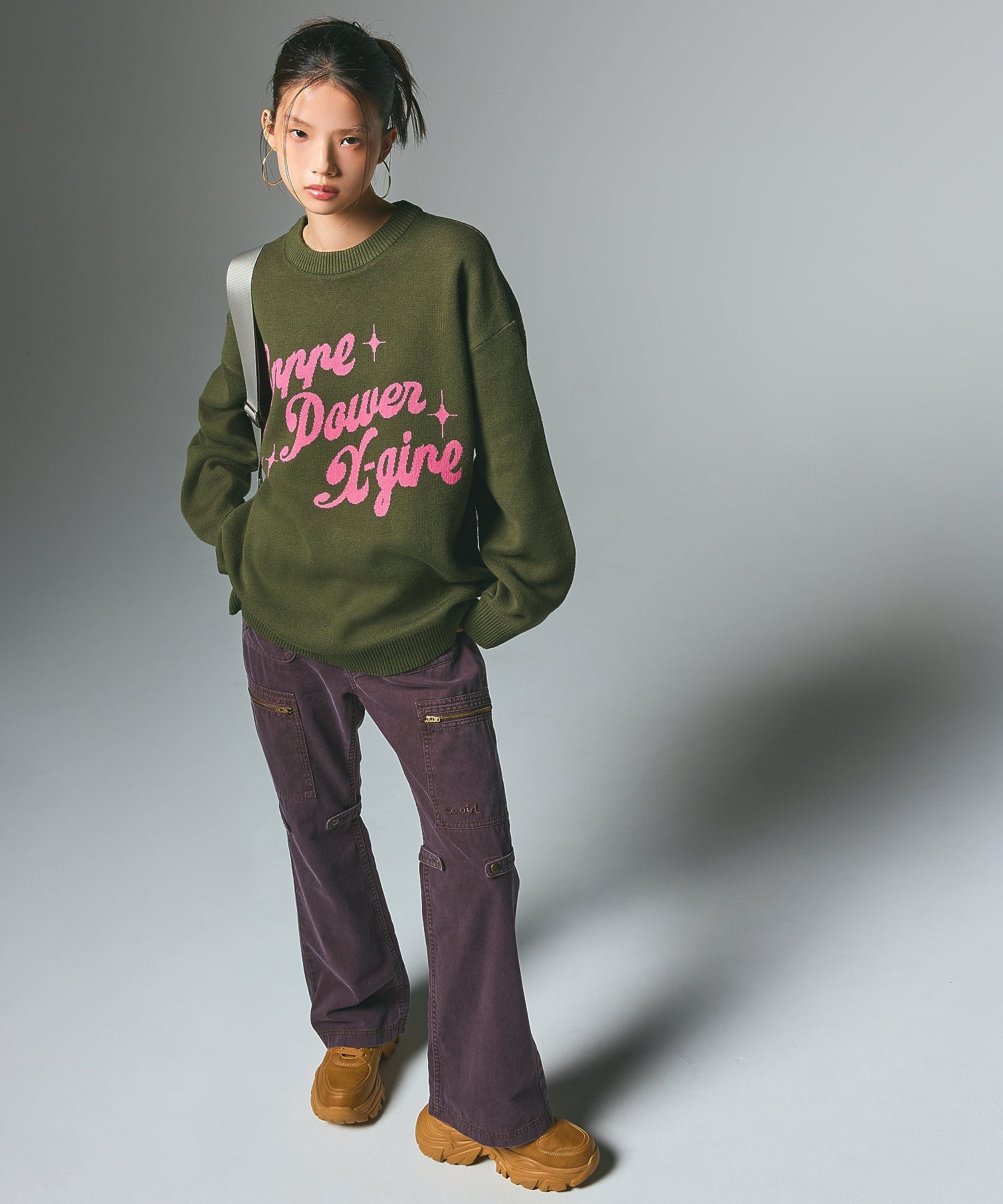 GIRL POWER LOGO JACQUARD KNIT TOP