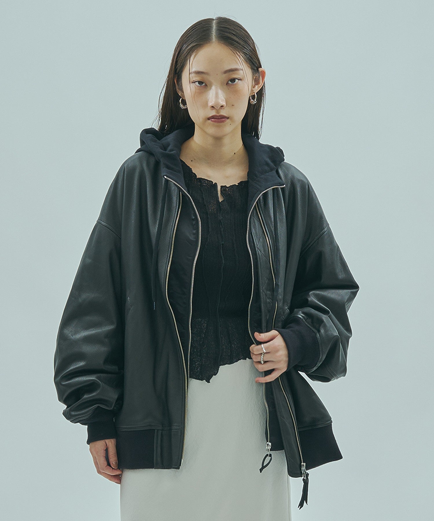 SISII x GENE HEAVENS/LEATHER BIG MA1 JACKET