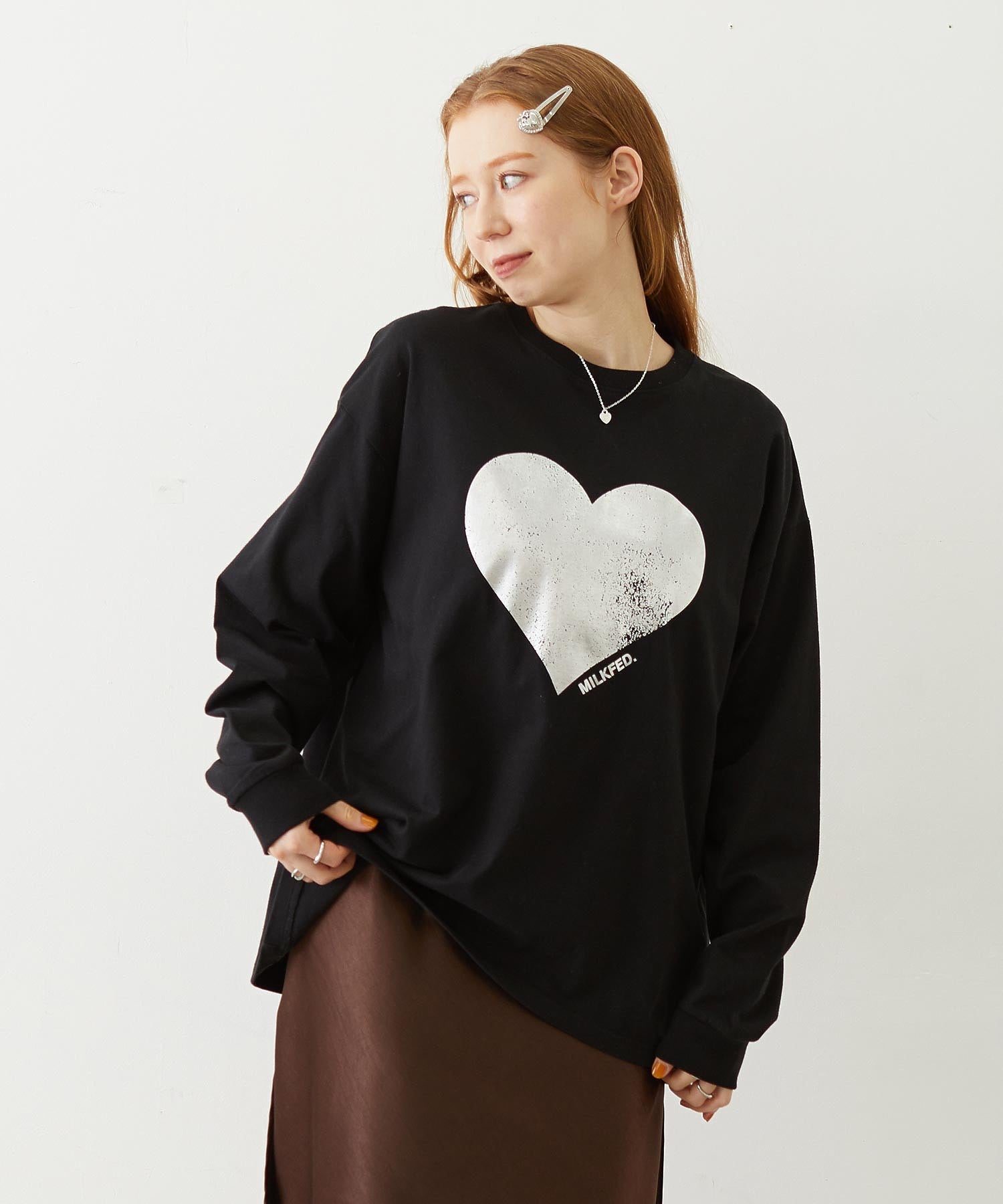 HEART FOIL PRINT L/S TEE