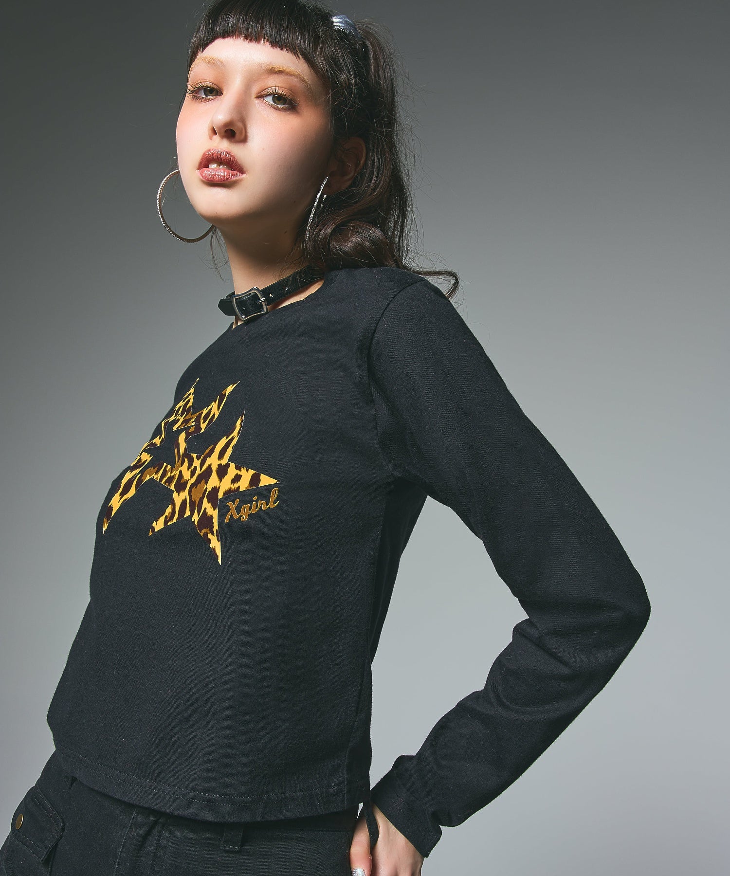 LEOPARD STAR L/S BABY TEE