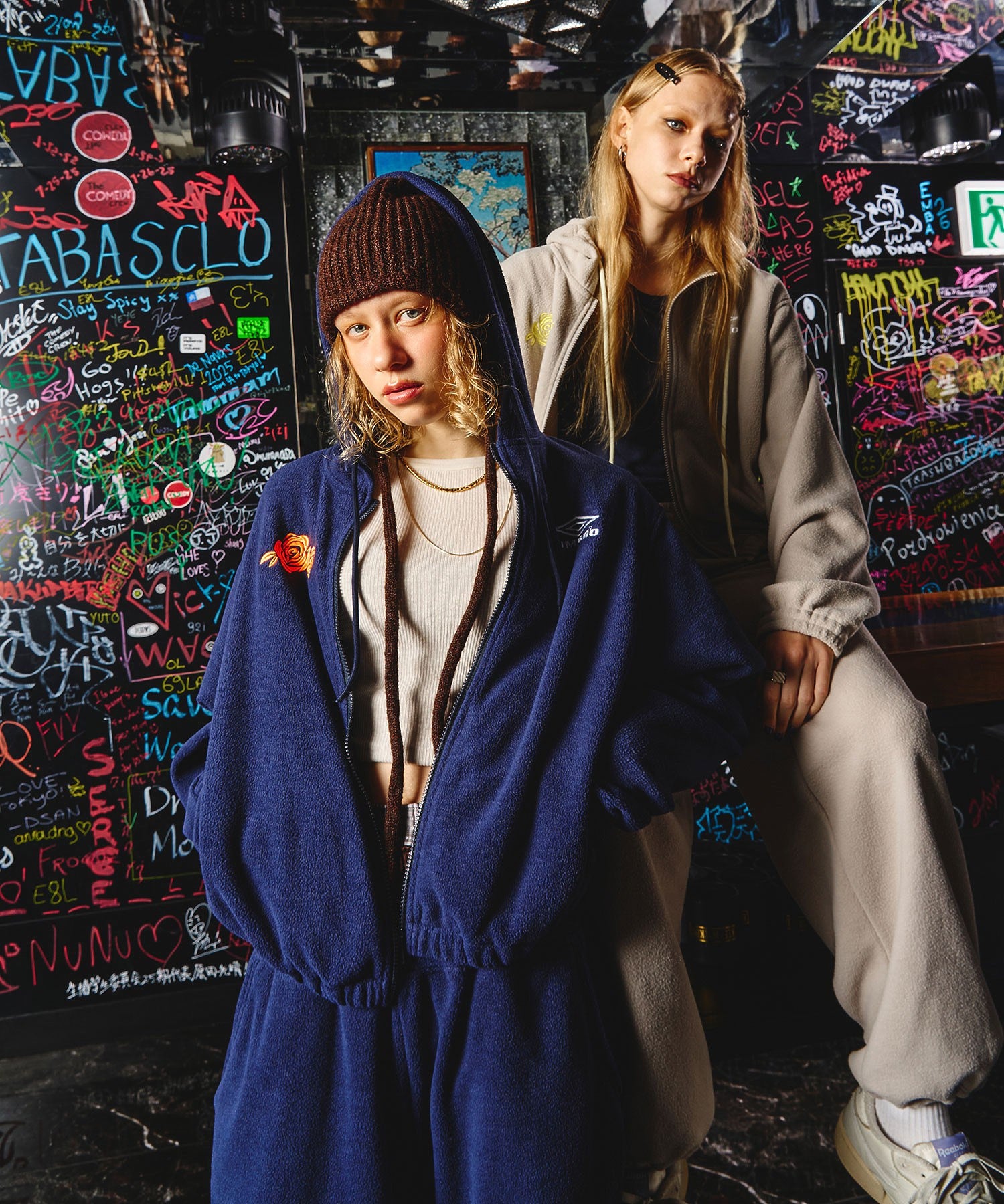 UMBRO × ROSE BUD/ZIP-UP FLEECE HOODIE