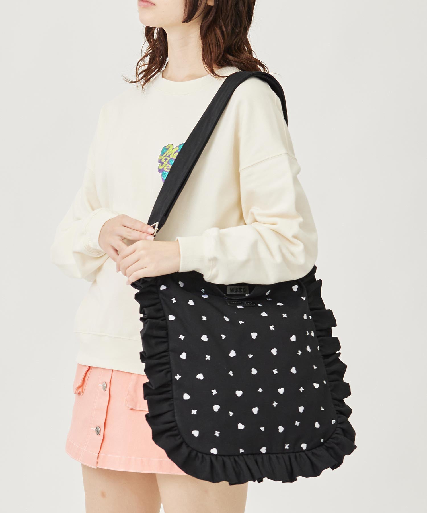 HEART EMBROIDERY CANVAS BAG MILKFED.