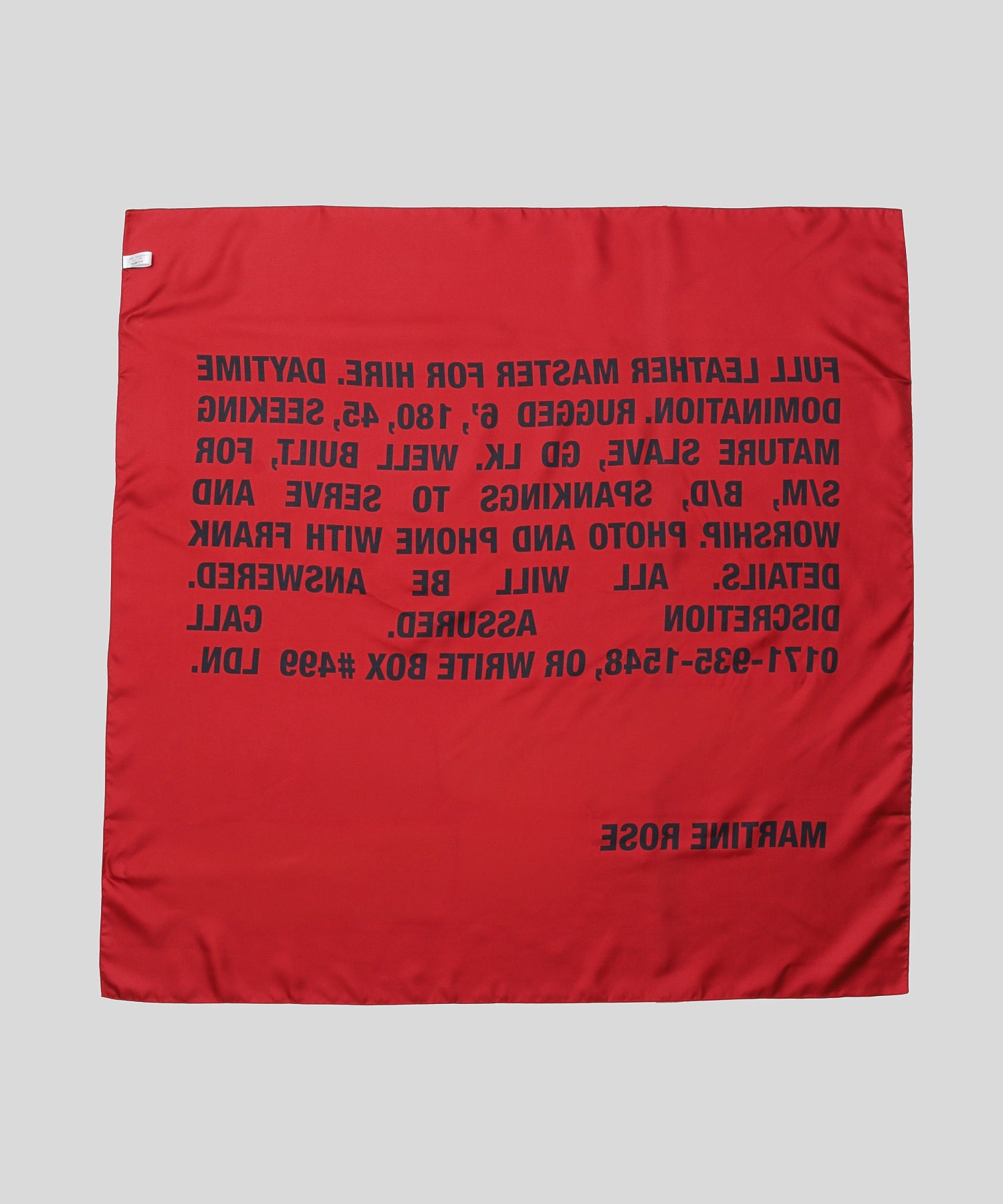 MARTINE ROSE/マーティン ローズ/CLASSIFIED SCARF 100 X 100 1191WF
