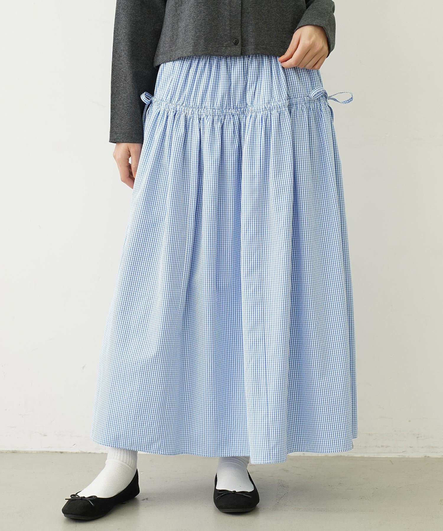 GINGHAM CHECK VOLUME SKIRT