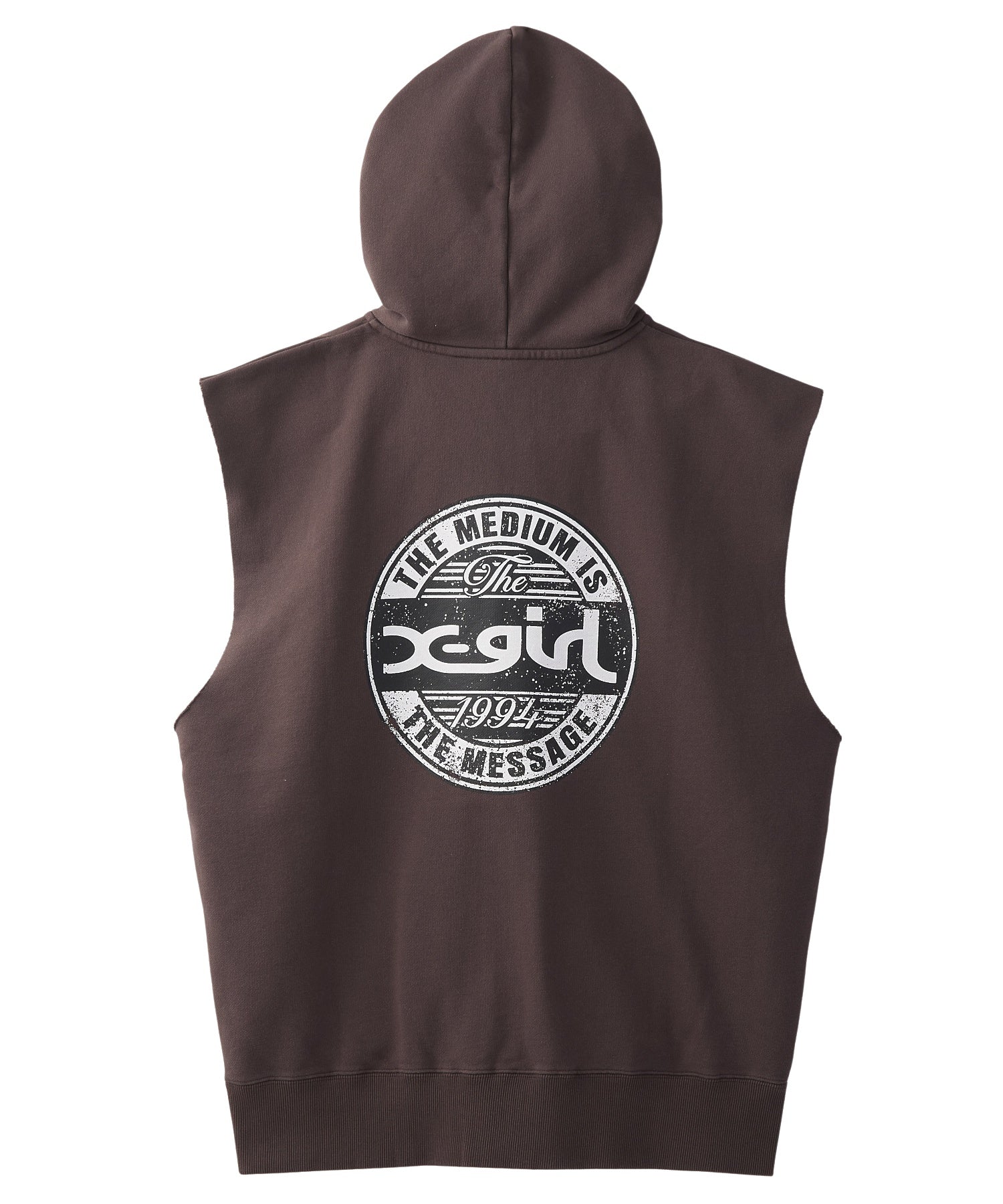 DISTRESSED CIRCLE LOGO ZIP UP SWEAT VEST