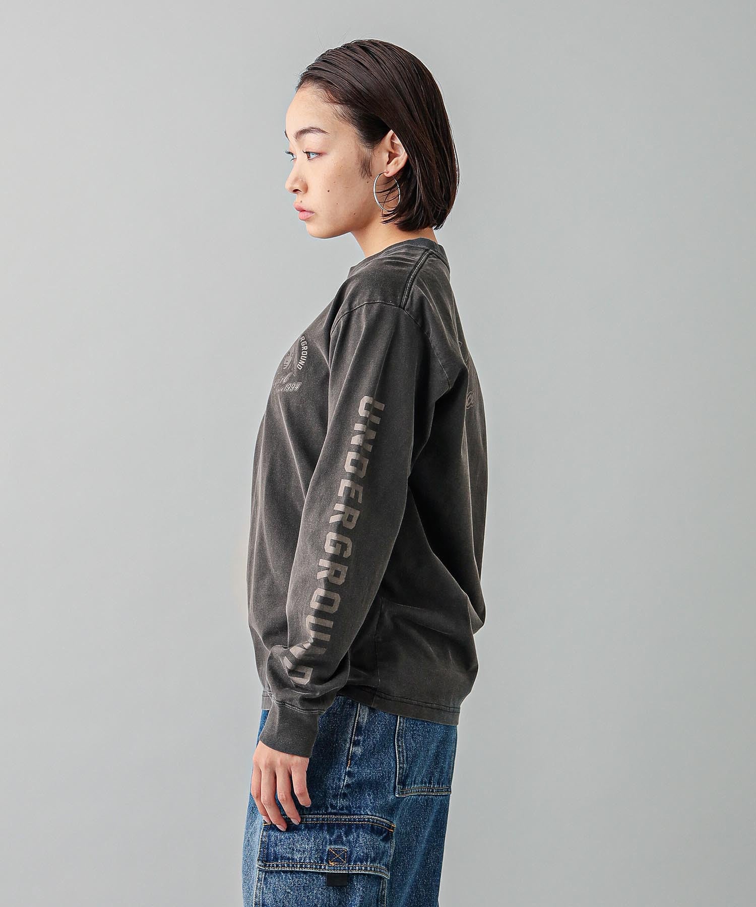 FACE & CURSIVE LOGO L/S TEE X-girl