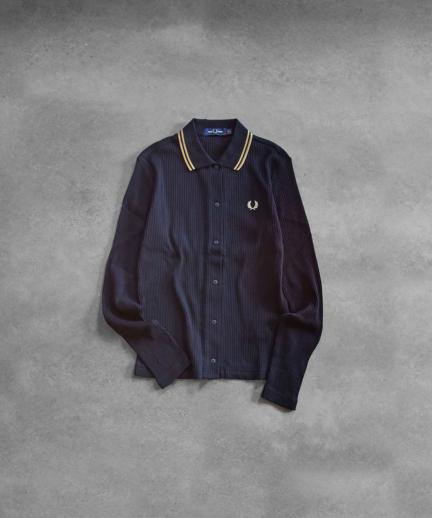 FRED PERRY/BUTTON-THROUGH RIB POLO SHIRT
