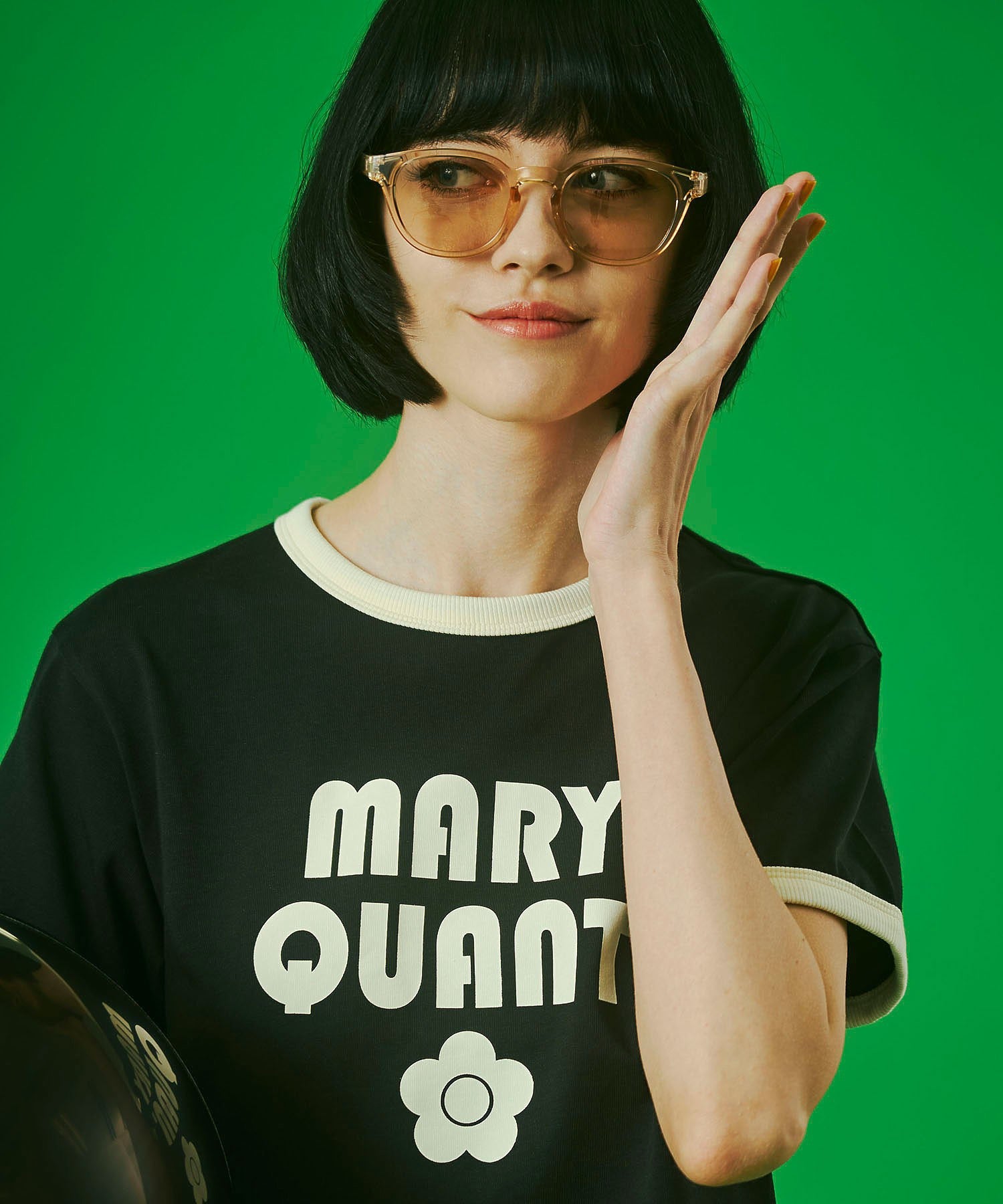 【イエローカラー/S・LサイズROSE BUD別注】MARY QUANT/RINGER TSHIRT