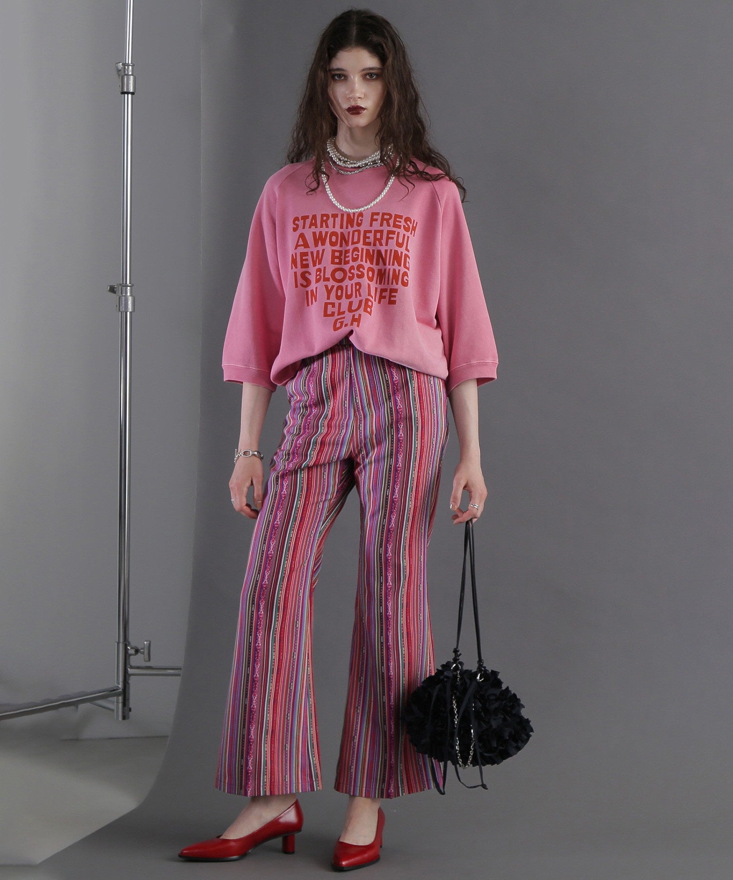 ボリュームフリル巾着バッグ