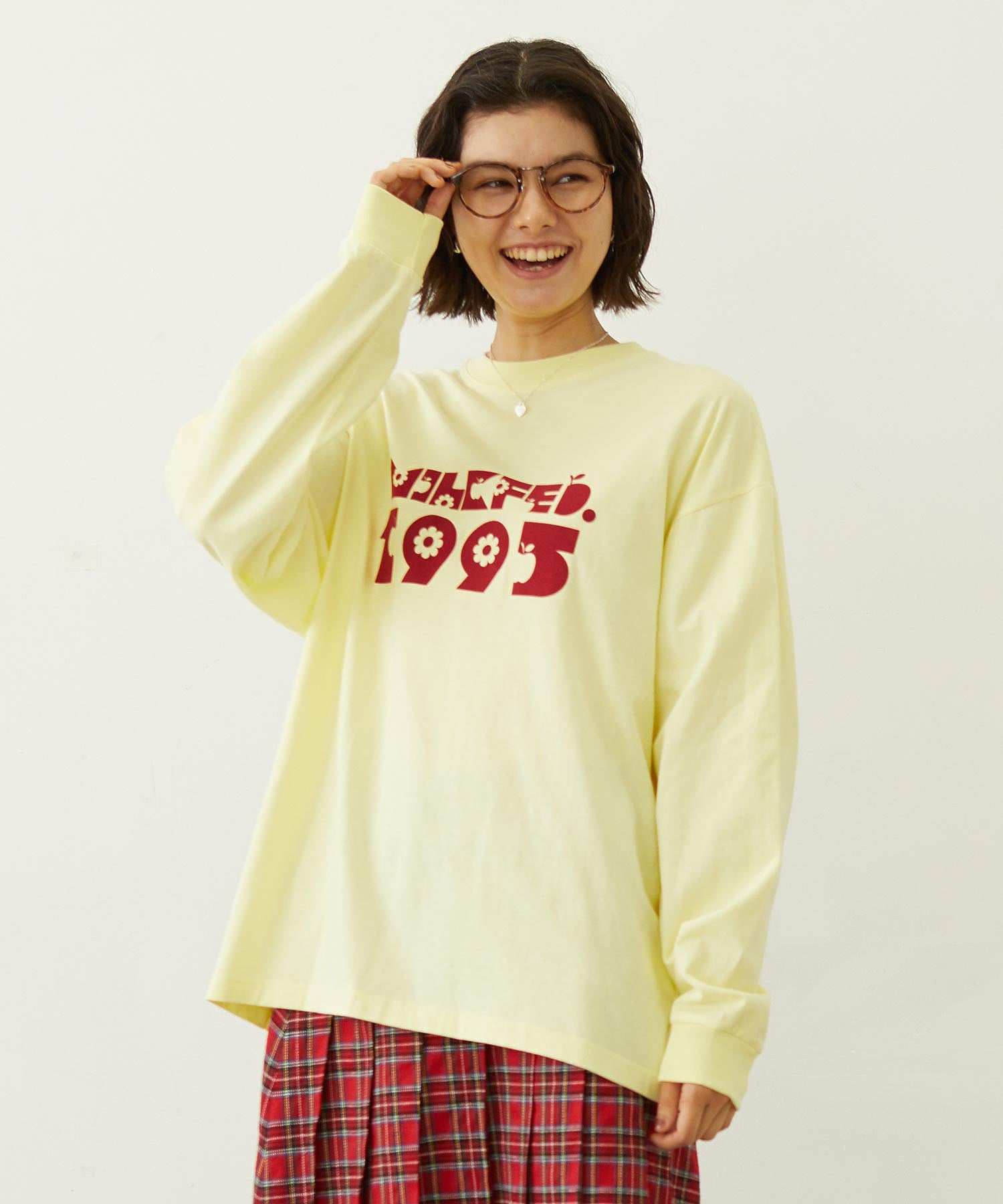 APPLE LOGO FLOCK PRINT L/S TEE