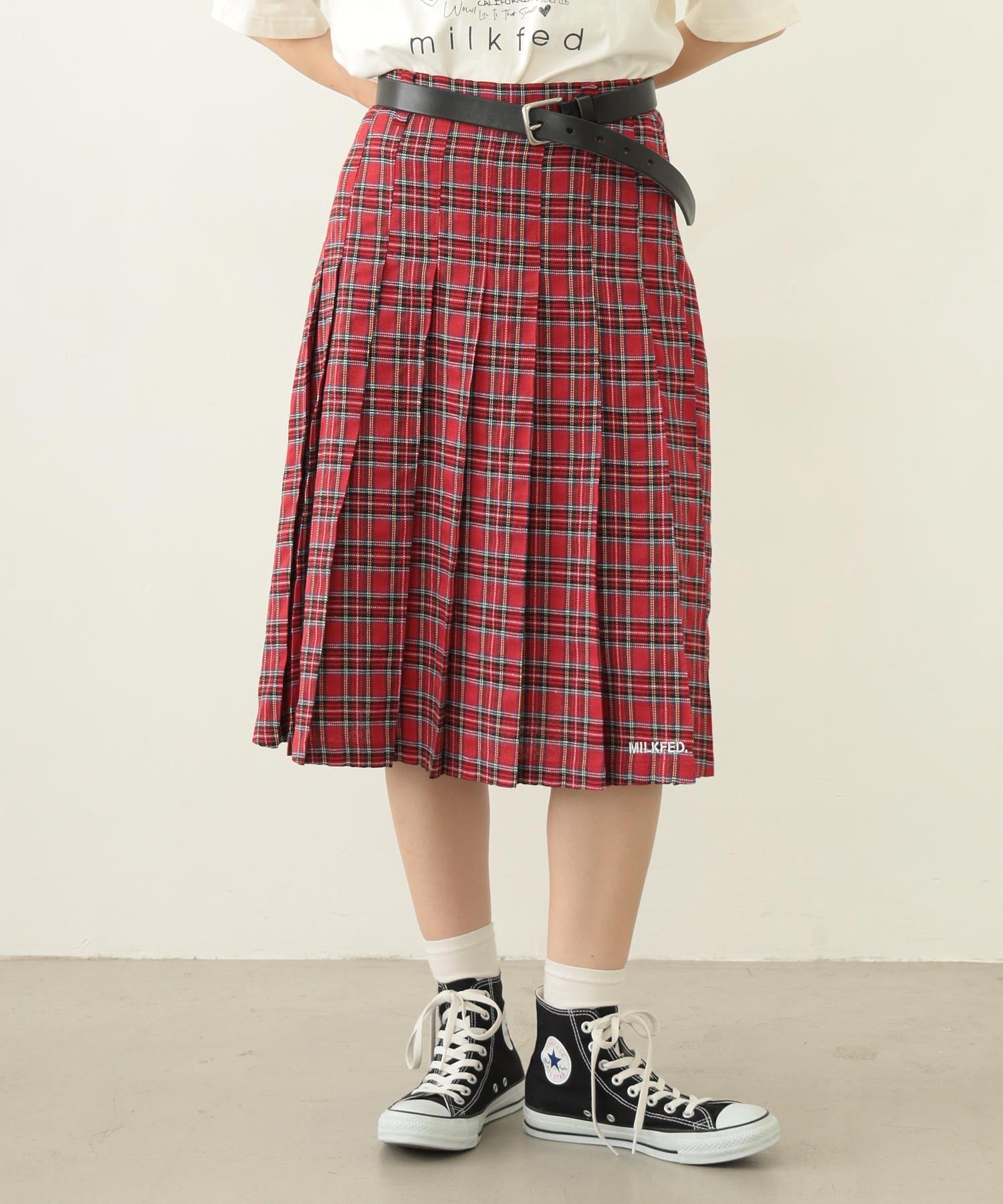 PLEATED PLAID SKIRT