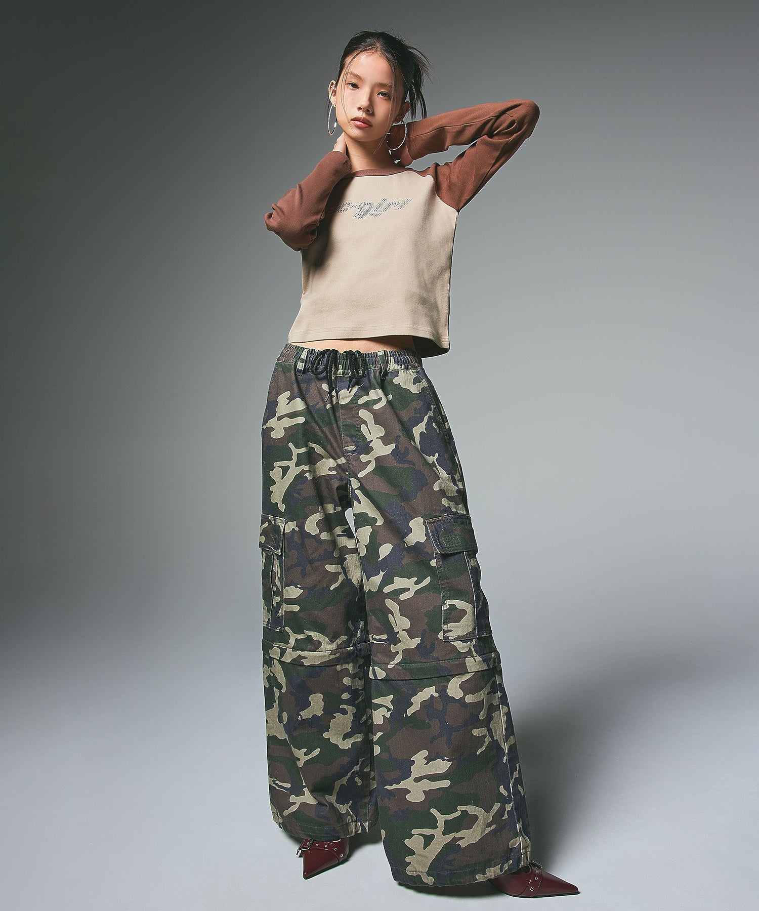 WASHED 2WAY WIDE LEG CARGO PANTS