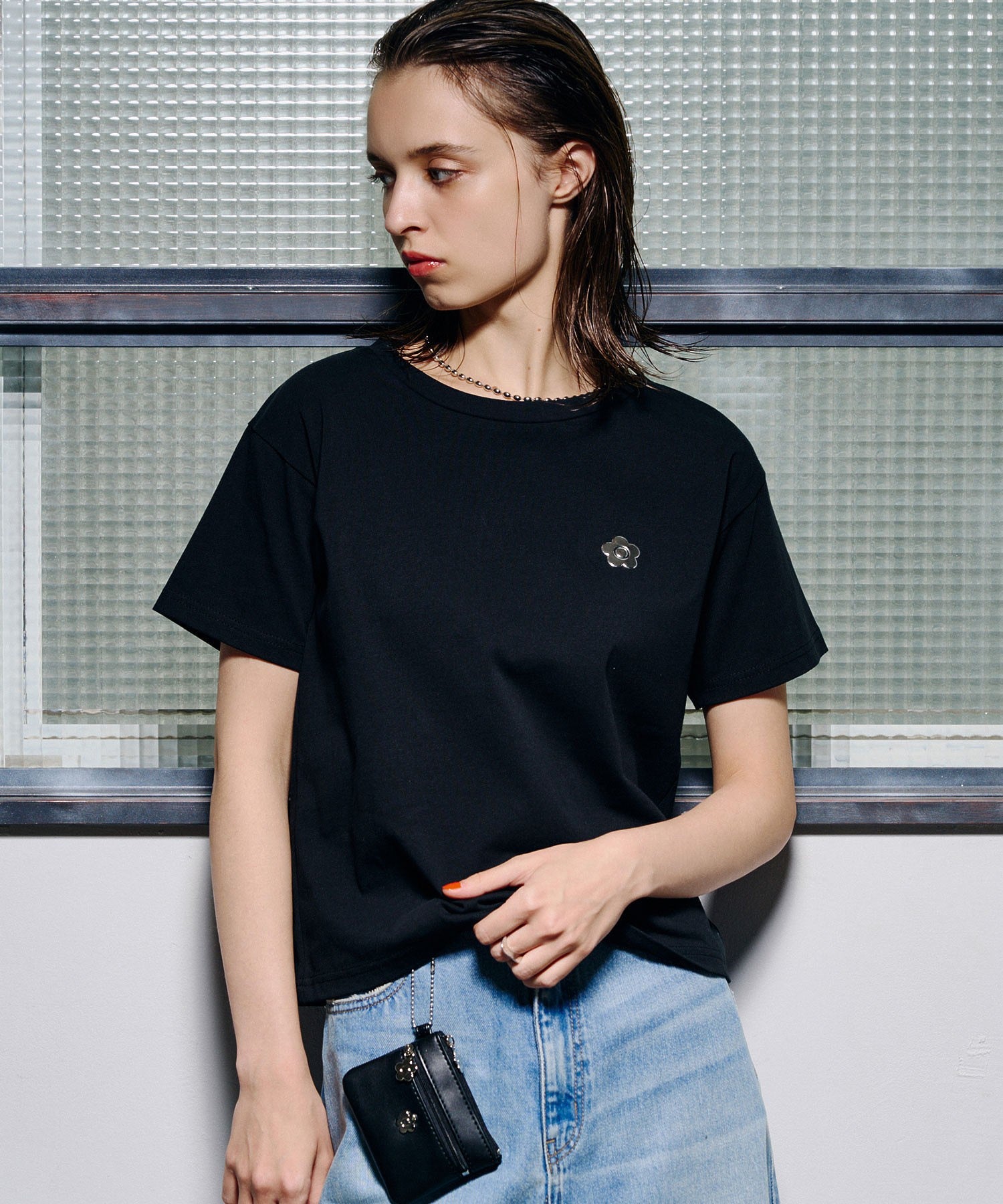 【ROSE BUD別注】MARY QUANT/BACK APPLIQUE T-SHIRT