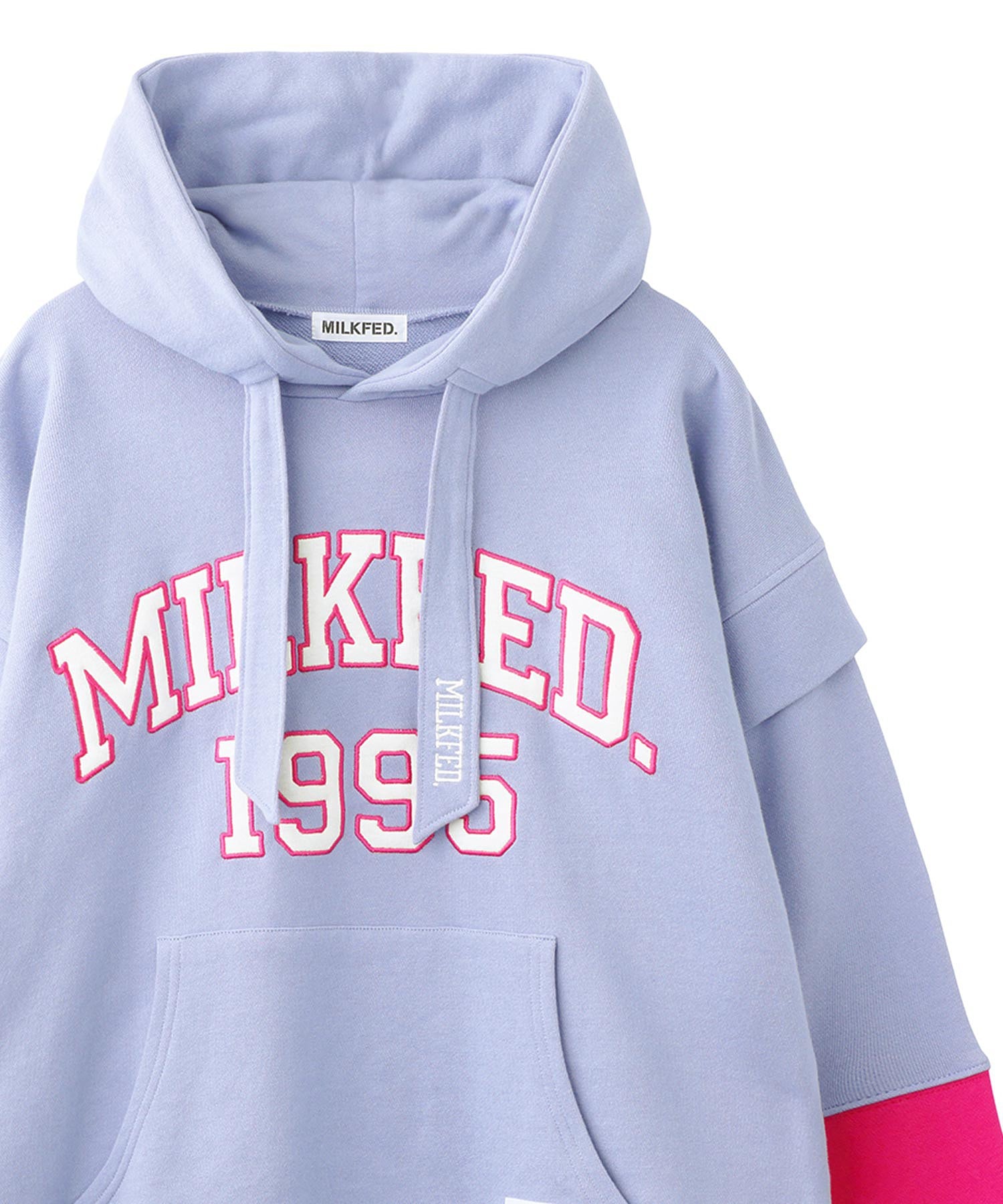 LAYERED SLEEVE  PATCH LOGO SWEAT HOODIE MILKFED.