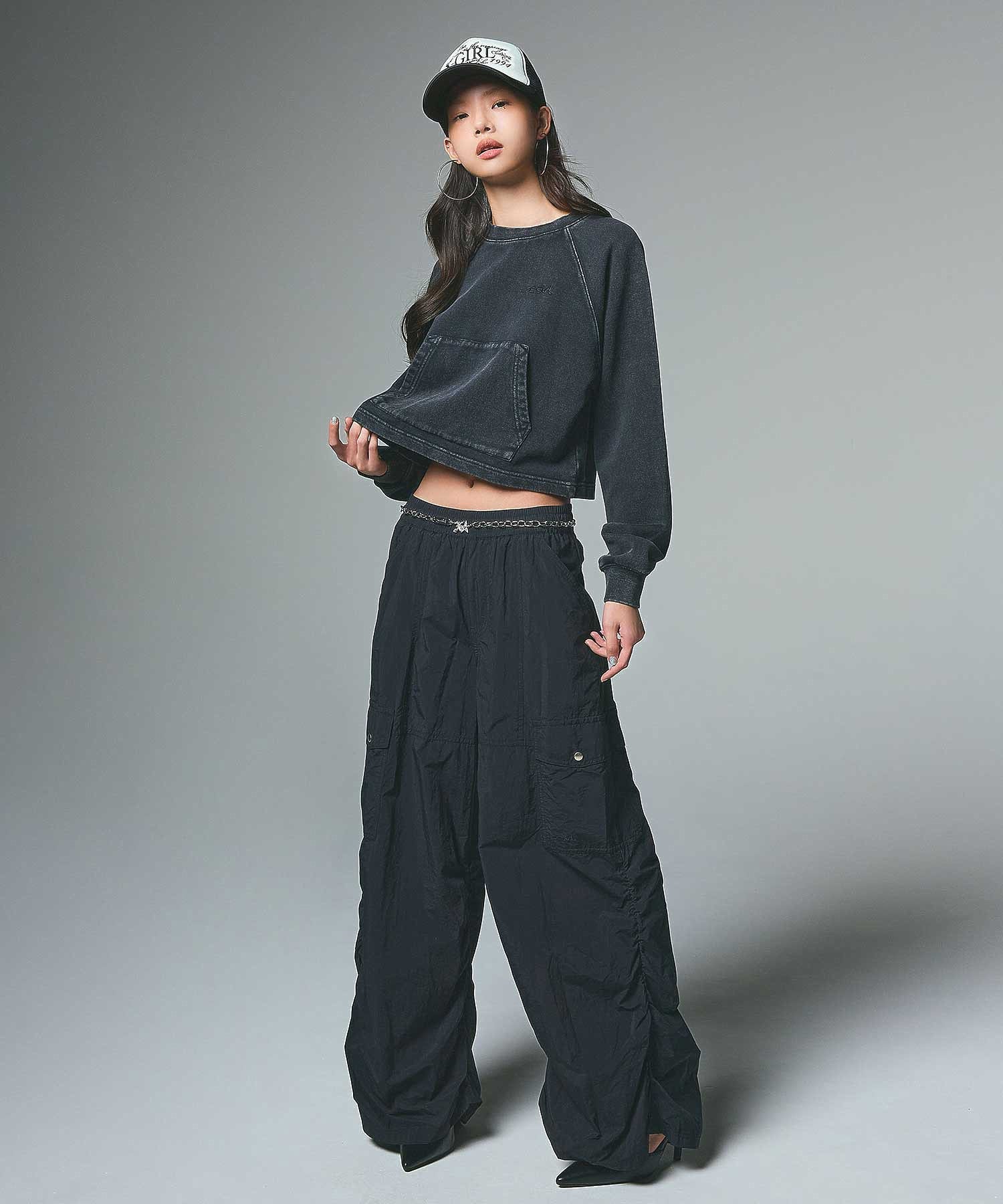 FADED CROPPED CREWNECK SWEAT TOP