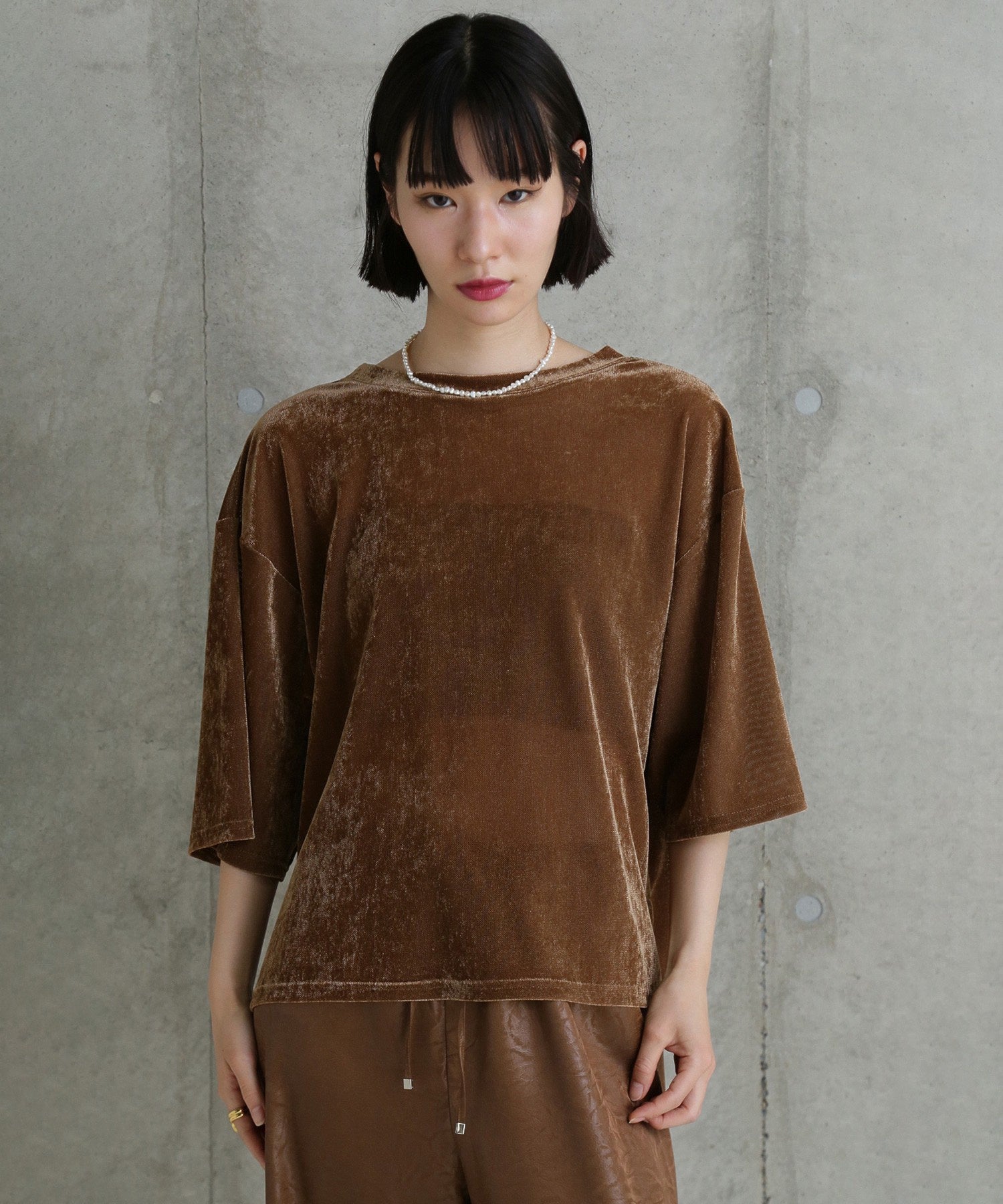CHIGNON/ベロアメッシュTシャツ