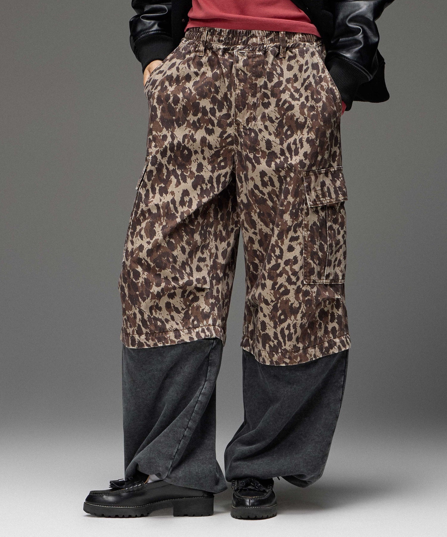 JERSEY MIX 2WAY WIDE LEG CARGO PANTS