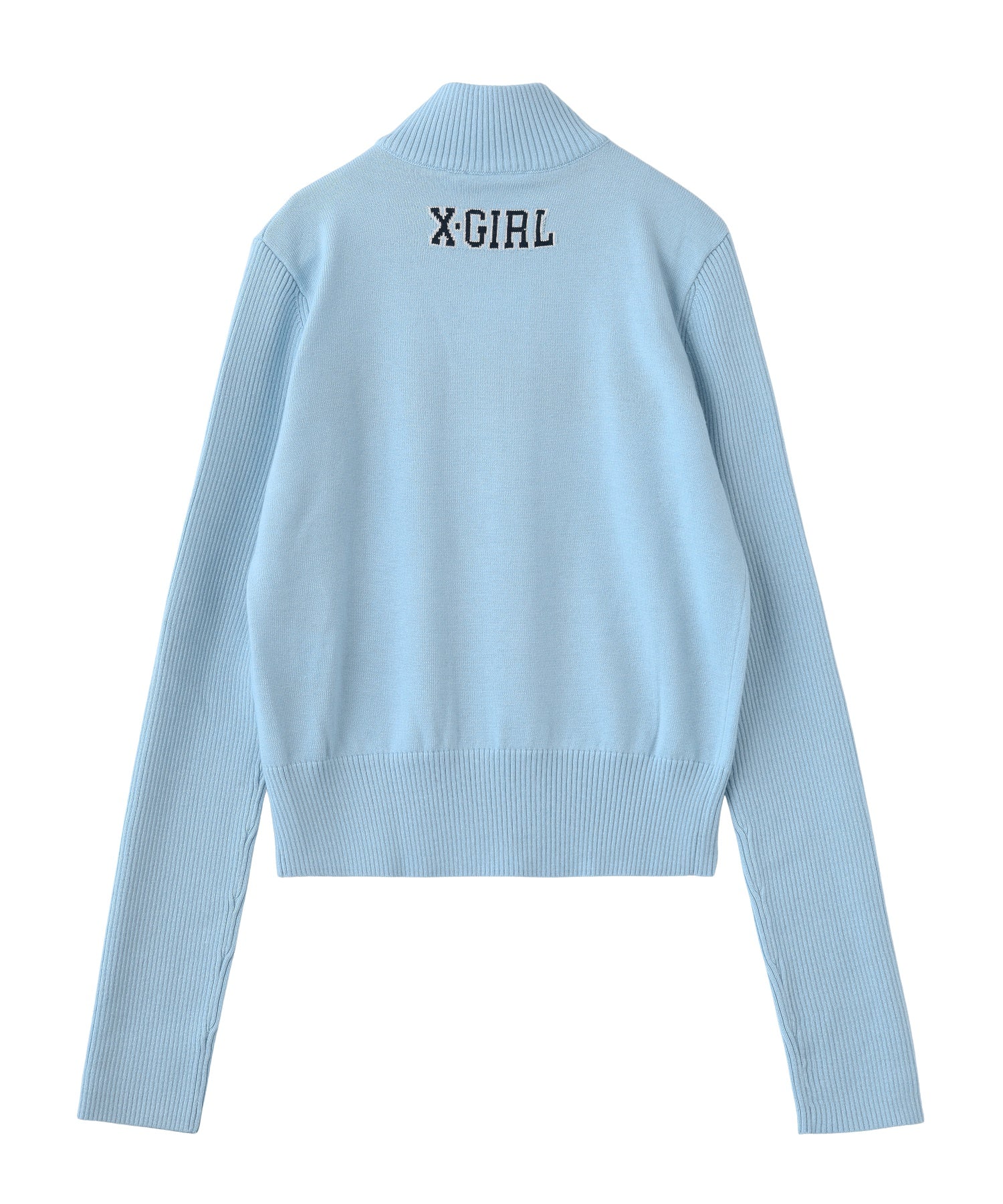 NUMBERING JACQUARD ZIP UP KNIT TOP