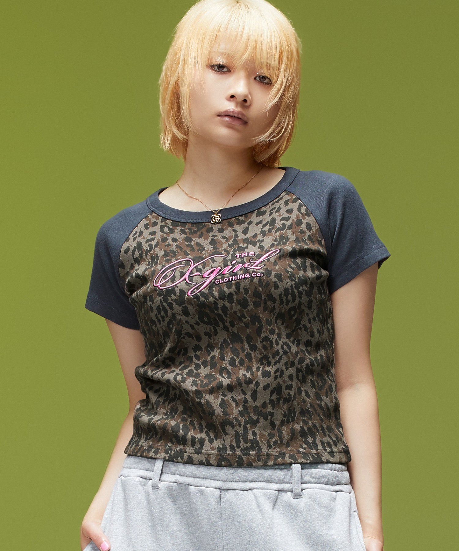 LEOPARD MIX RAGLAN S/S BABY TEE