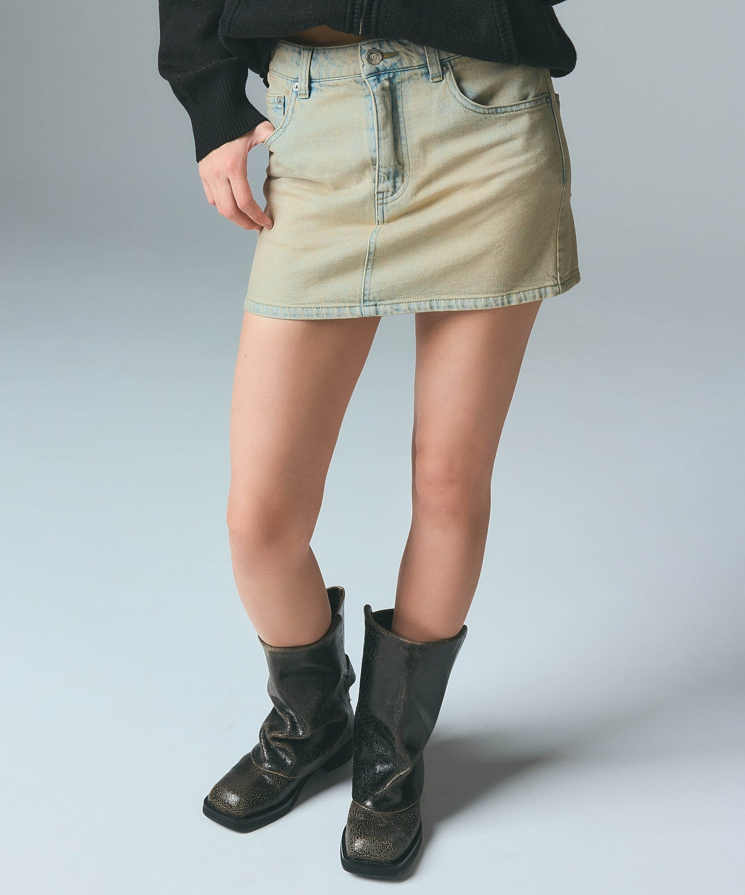 CURSIVE LOGO DENIM MINI SKIRT