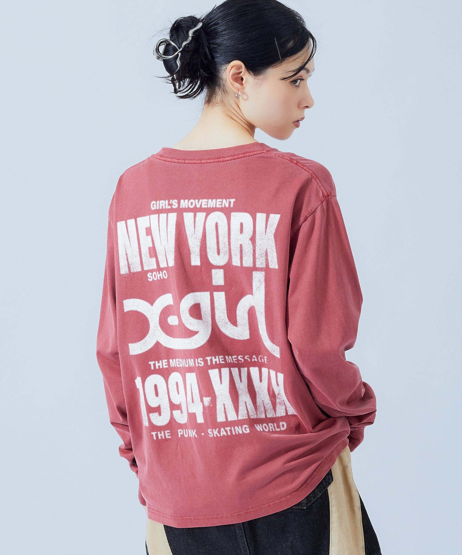 PIGMENT DYED BIG SPRAY LOGO L/S TEE