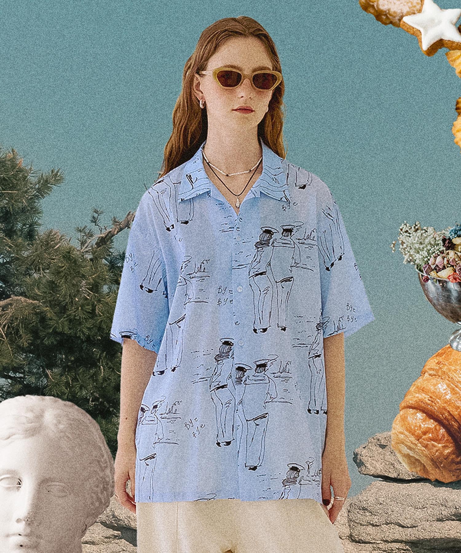 【ROSE BUD別注】INDIA IS BEAUTIFUL/SHORT-SLEEVE PRINTED SHIRT
