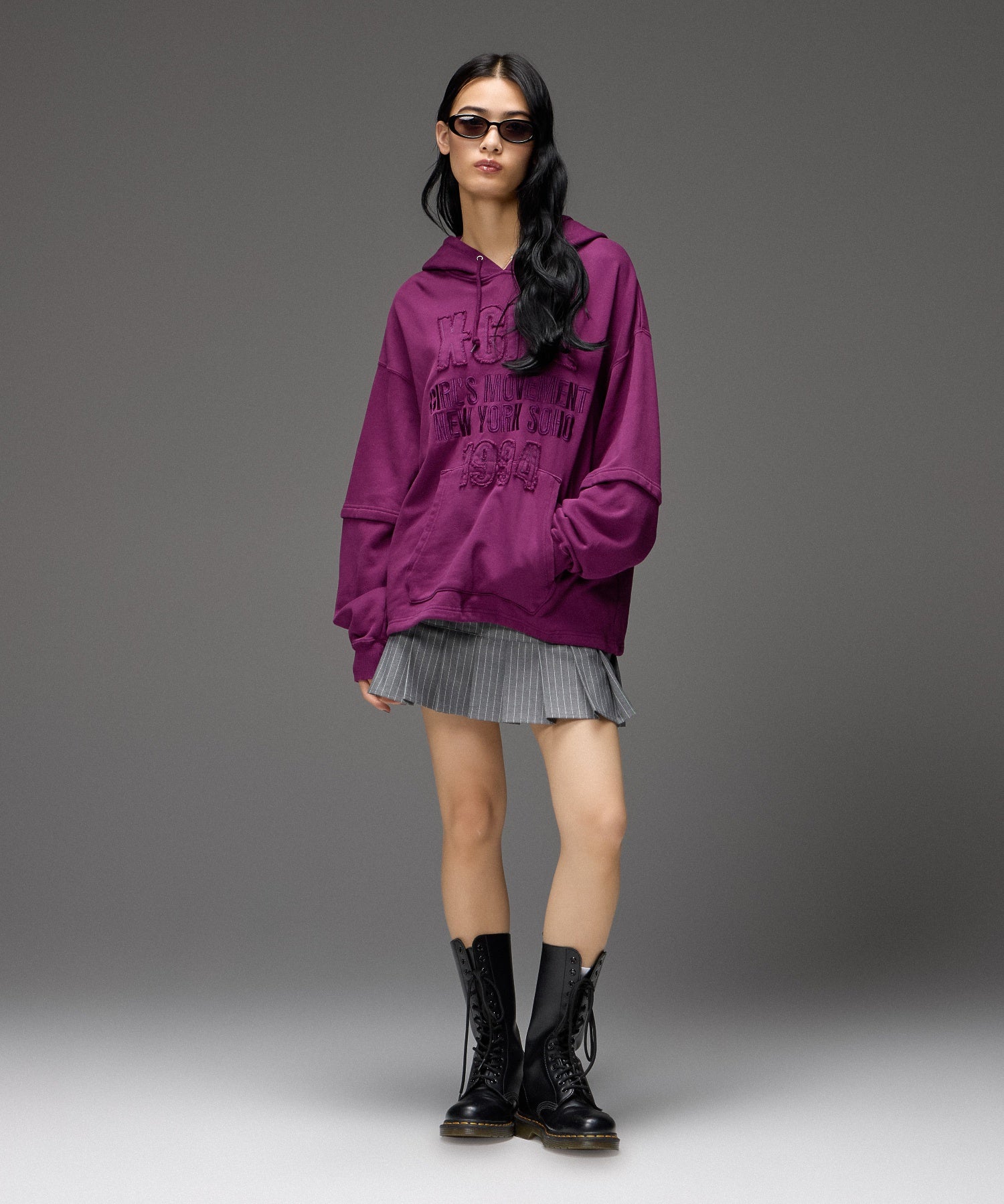 FADED LAYERED SWEAT HOODIE