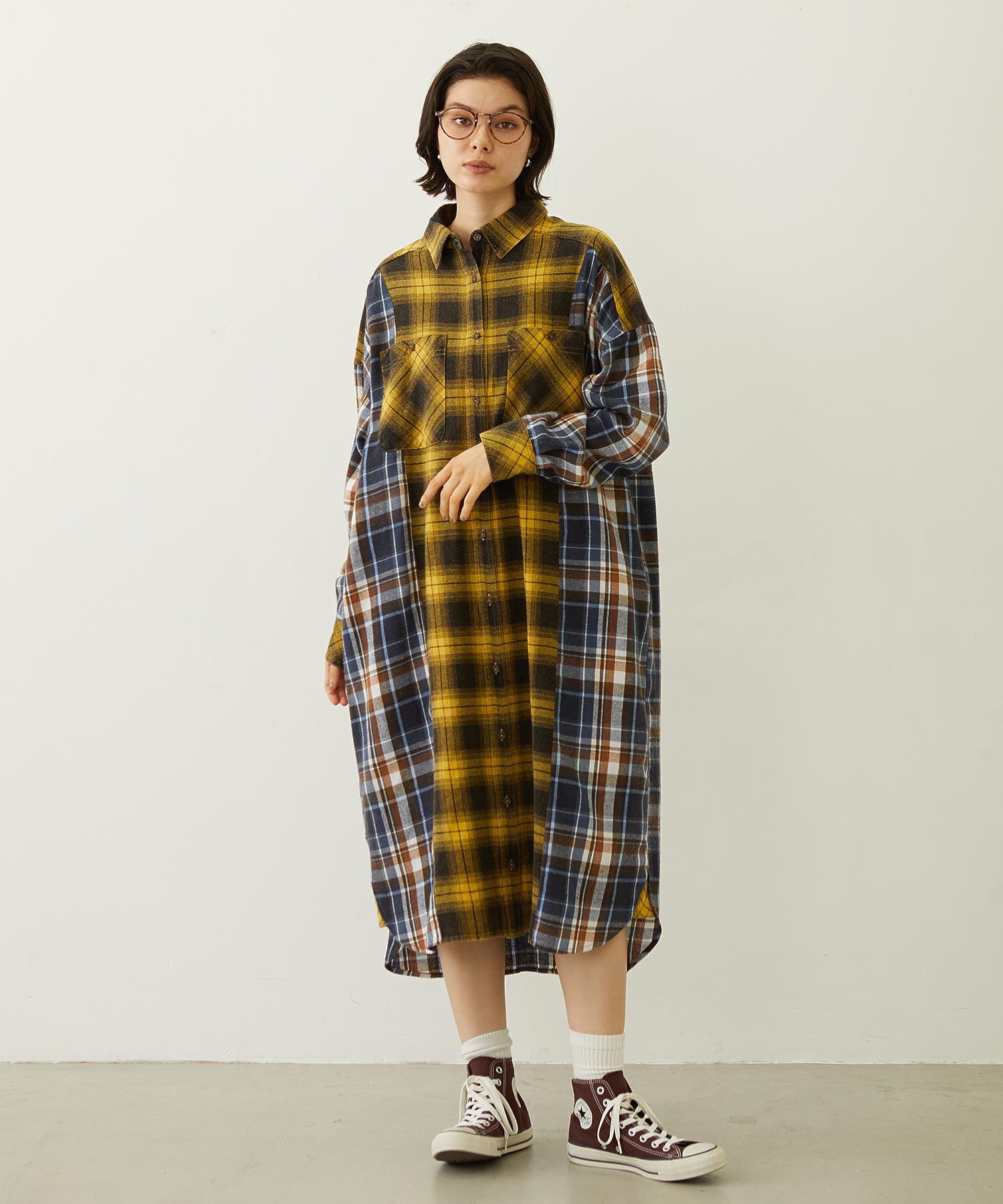 WASHED PANEL SHIRT DRESS