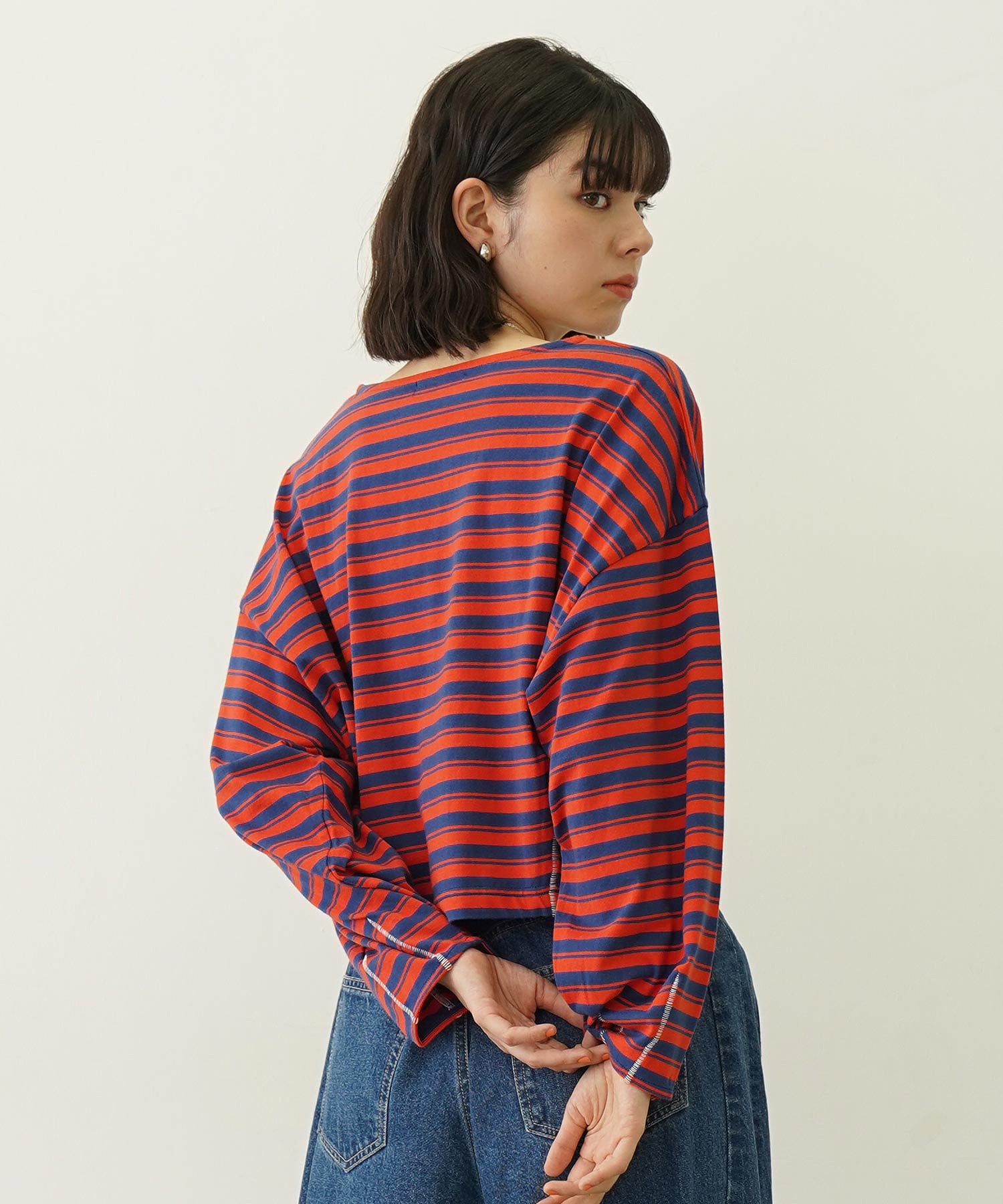 TUCK STRIPE L/S TOP