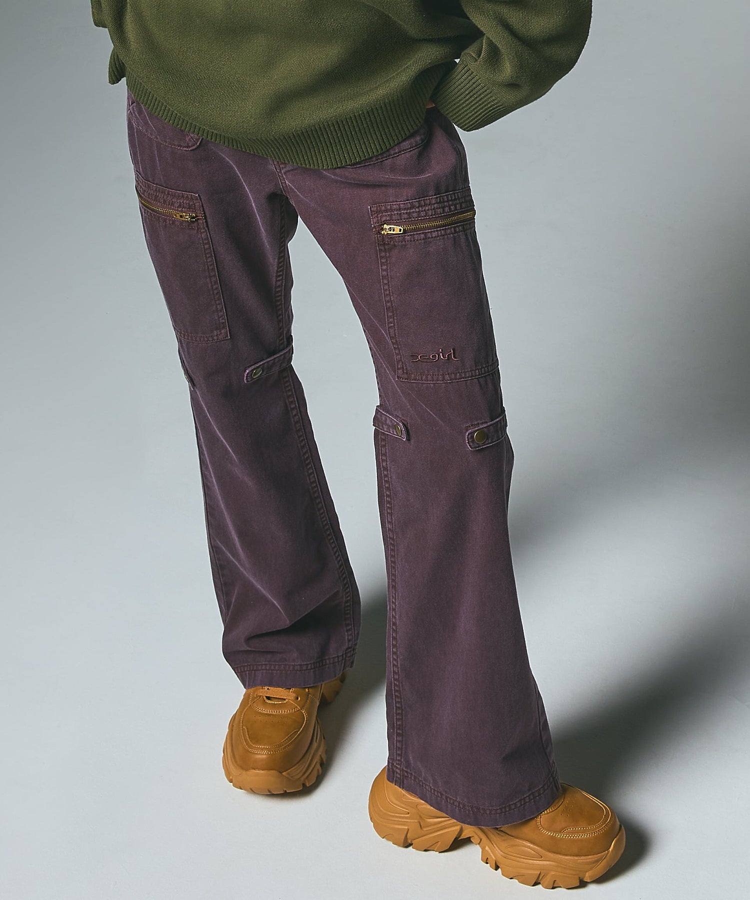 FADED MULTI POCKET FLARE PANTS