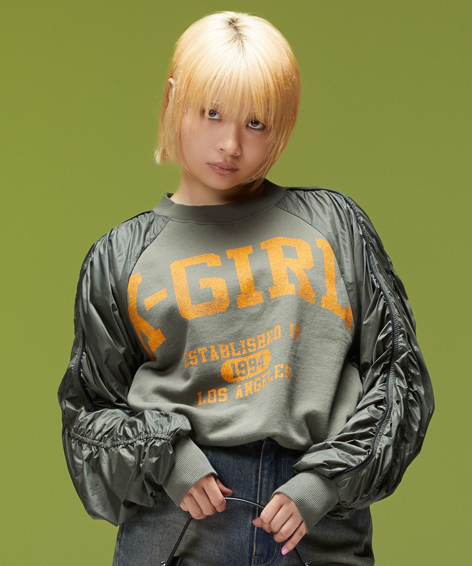 JERSEY MIX CREWNECK TOP