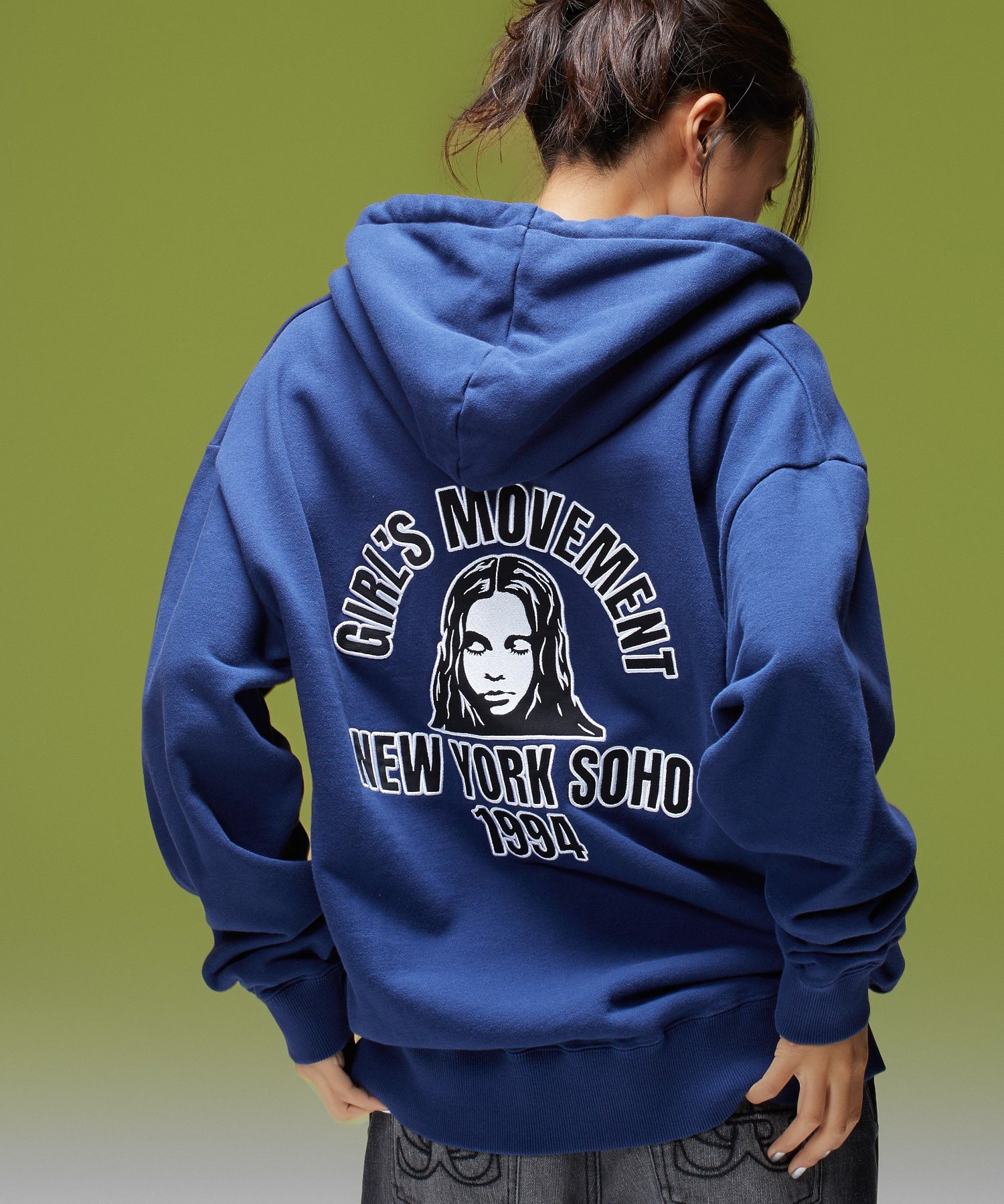 ARCH LOGO AND FACE PATCH ZIP UP SWEAT HOODIE