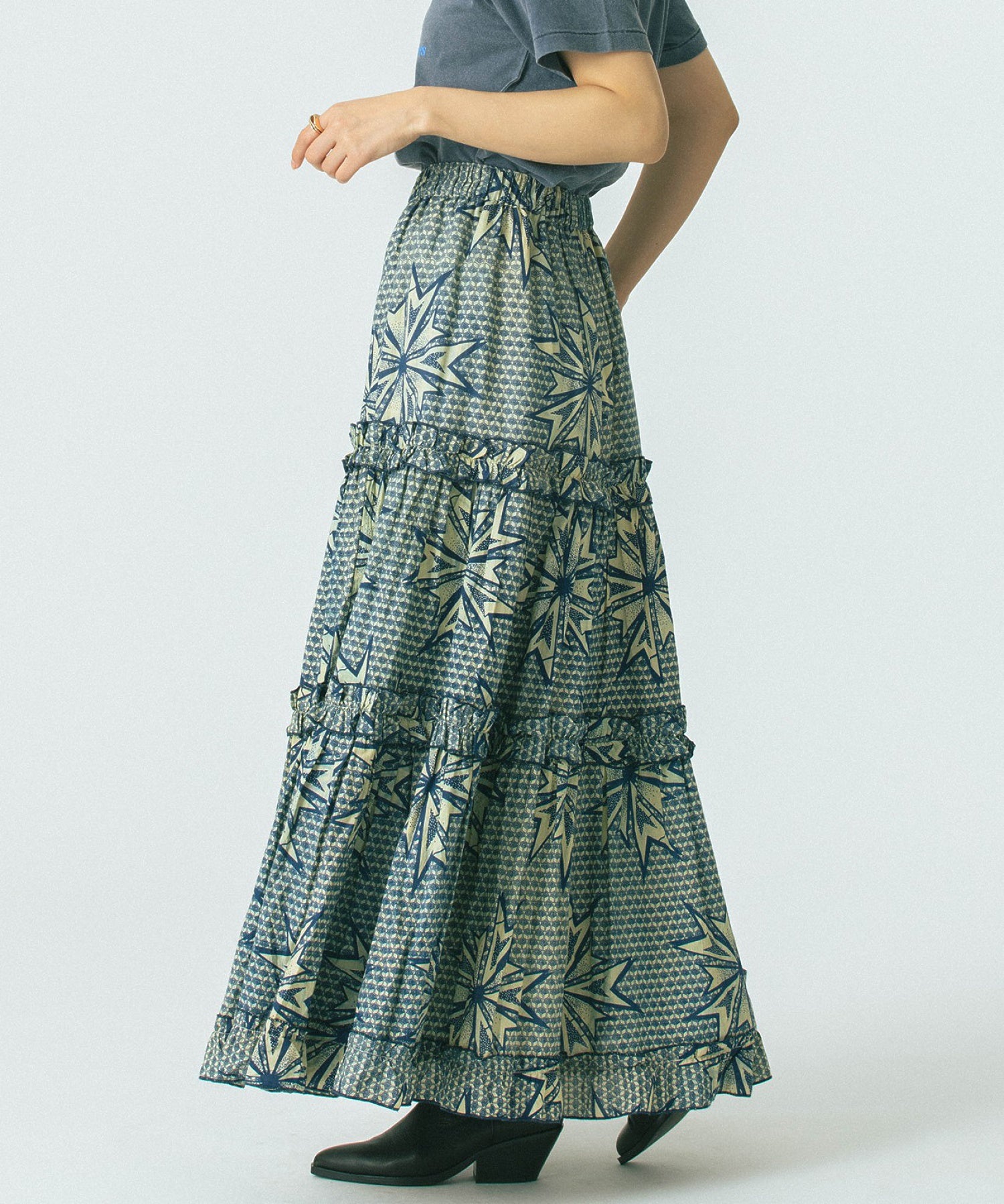 mag.by c/PRINT TIERED SKIRT