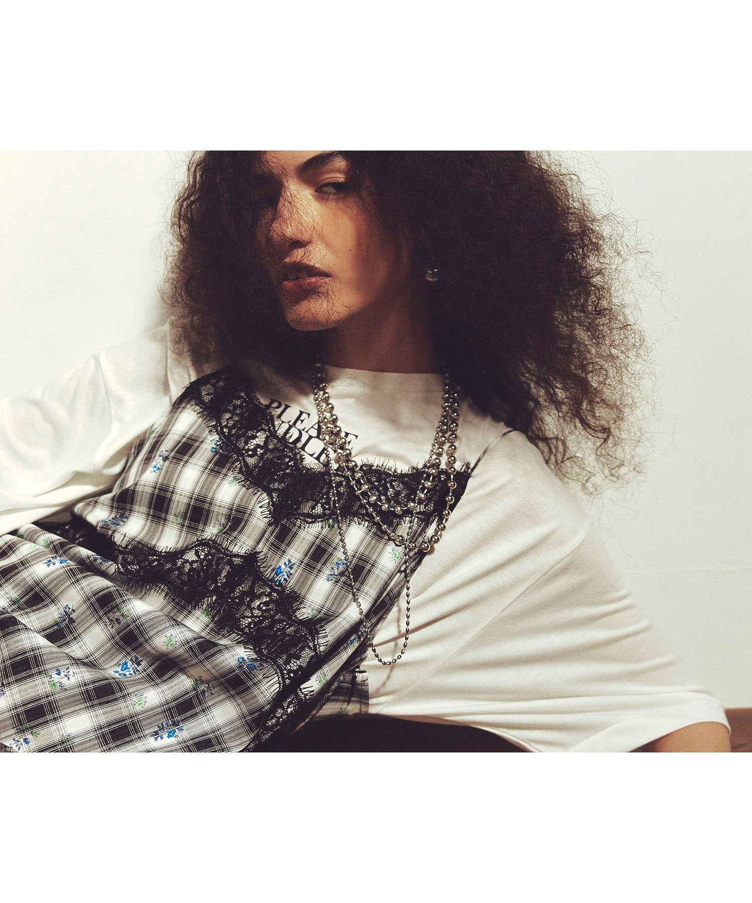 mag.by c/FLOWER PRINT CHECK CAMI DRESS