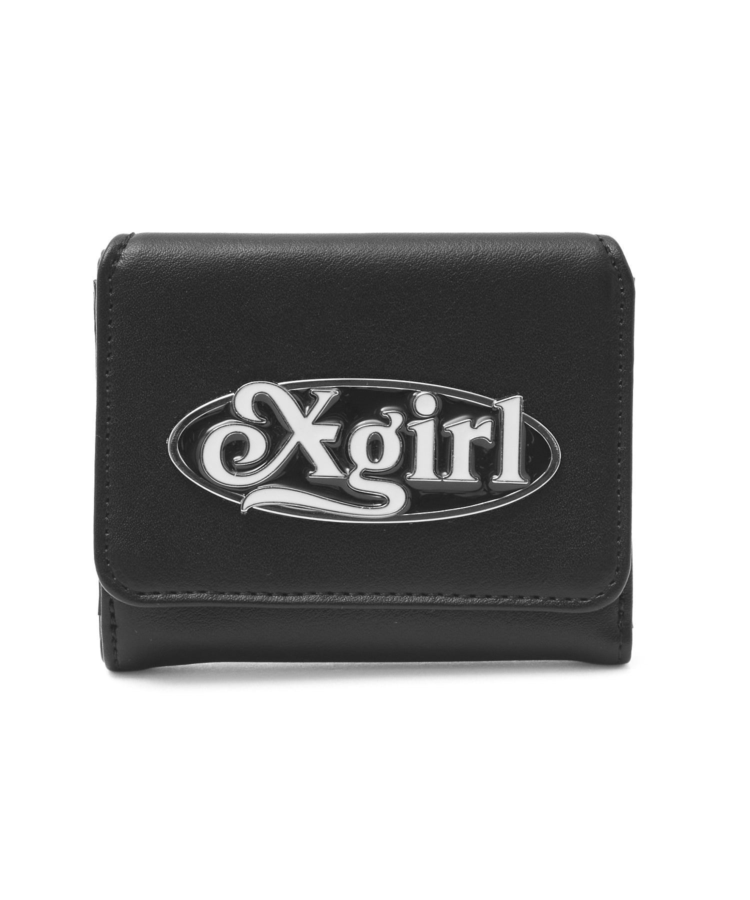 OVAL LOGO CLASP FAUX LEATHER MINI WALLET
