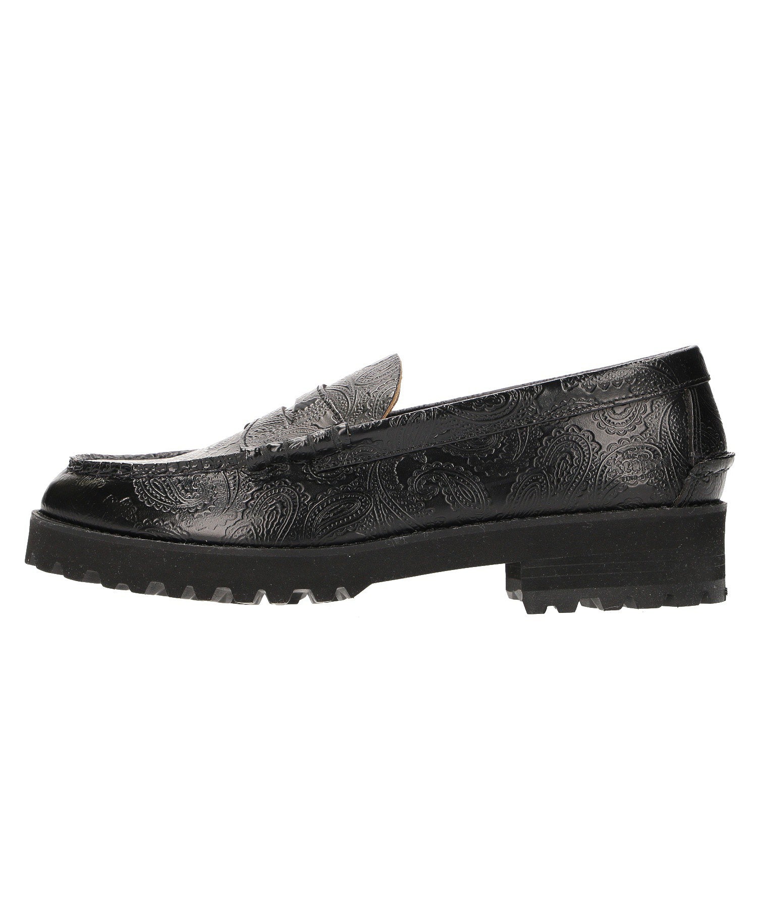 The Kenford fine shoes/TANK SOLE LOAFERS BLACK PAISLEY
