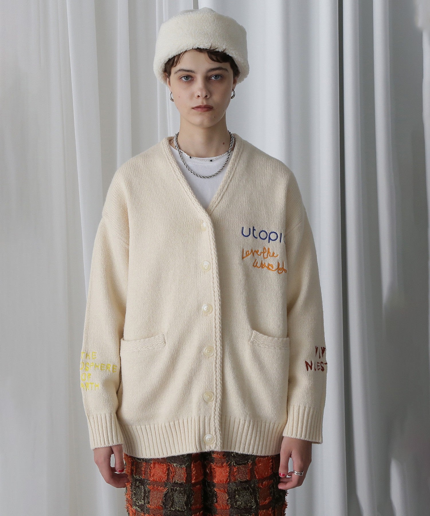 GENE HEAVENS/エンブロイダリー カレッジニットカーディガン