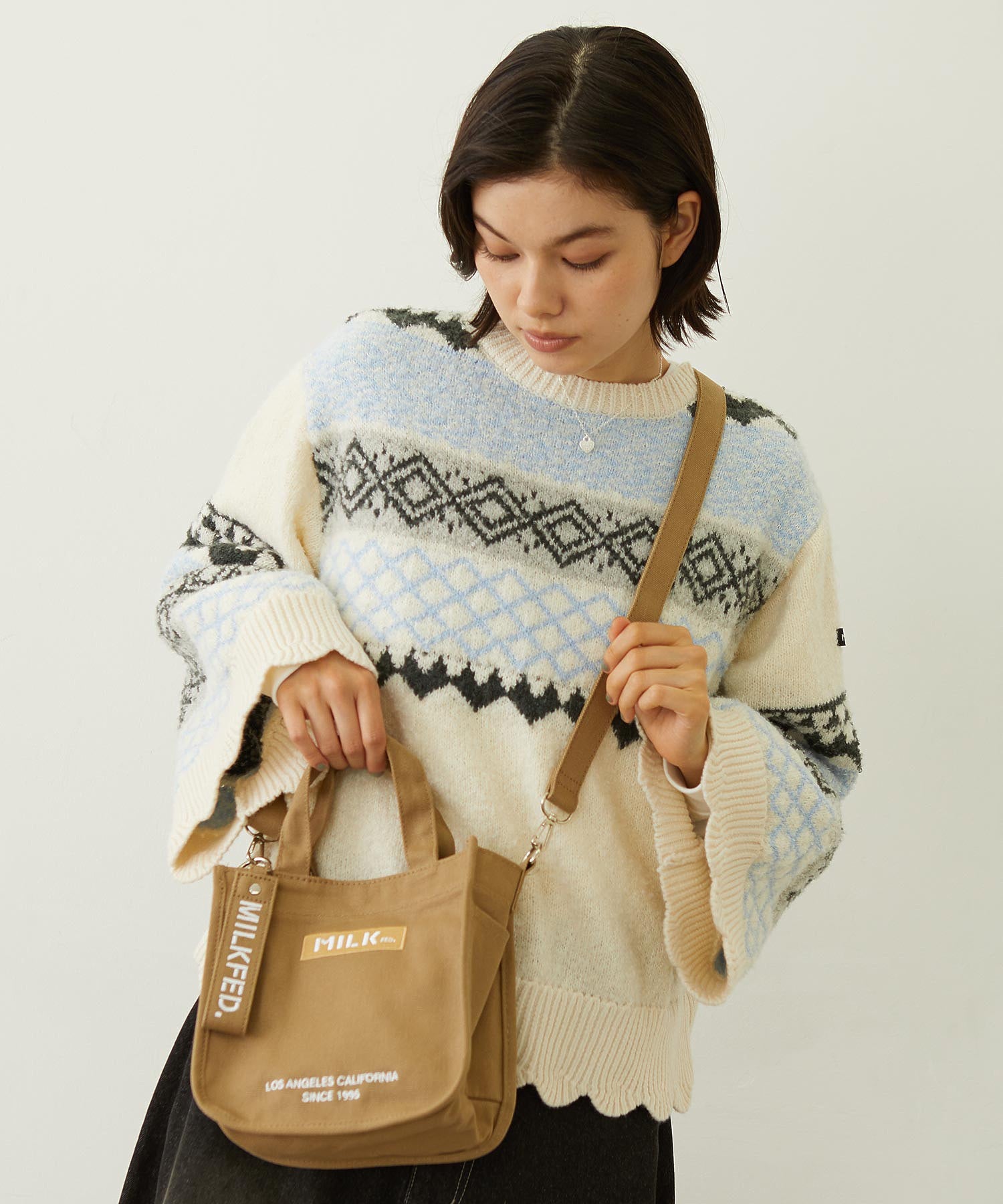 EMBROIDERED BAR MINI SHOULDER BAG W/STRAP MILKFED.