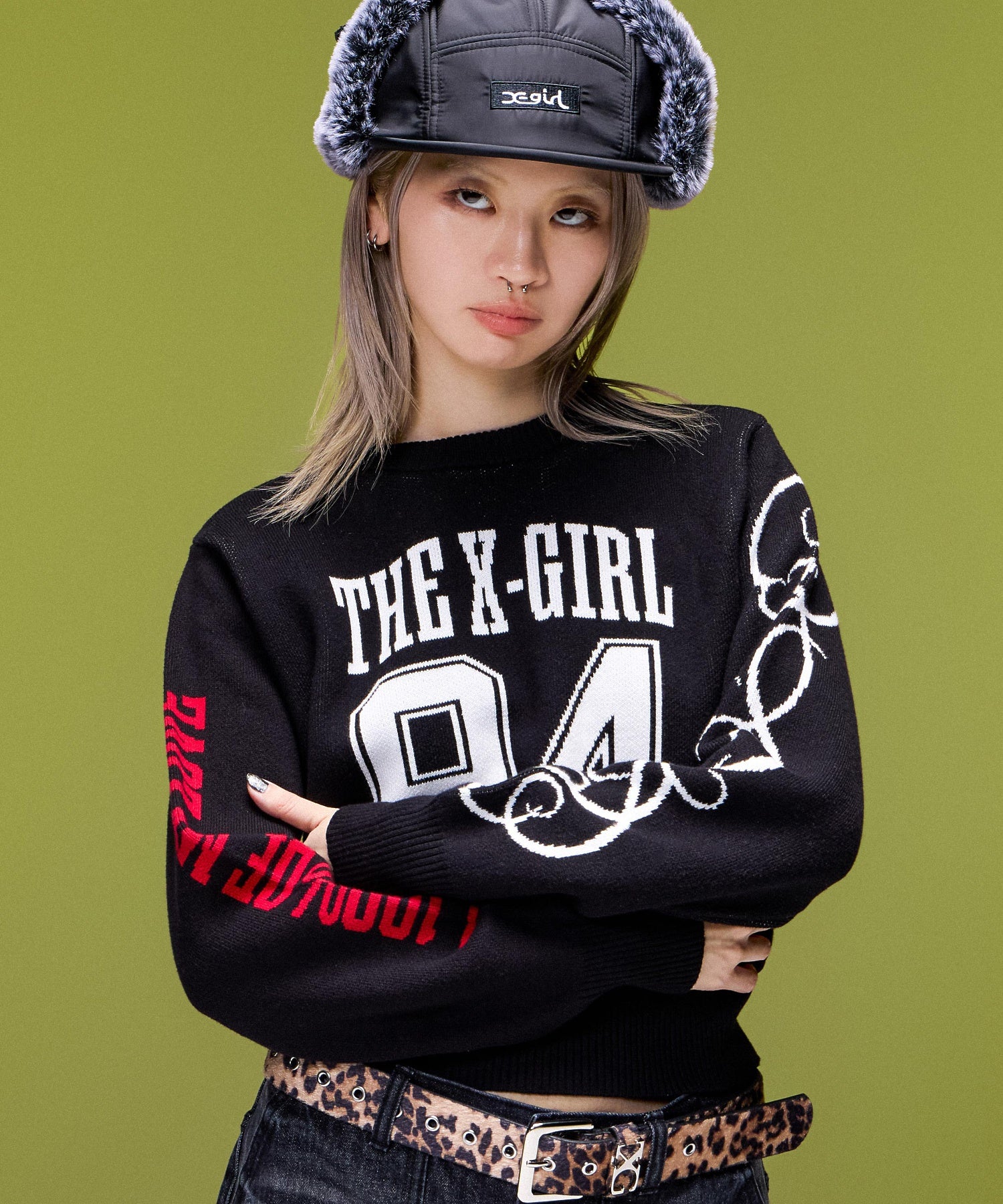 NUMBER JACQUARD COMPACT KNIT TOP