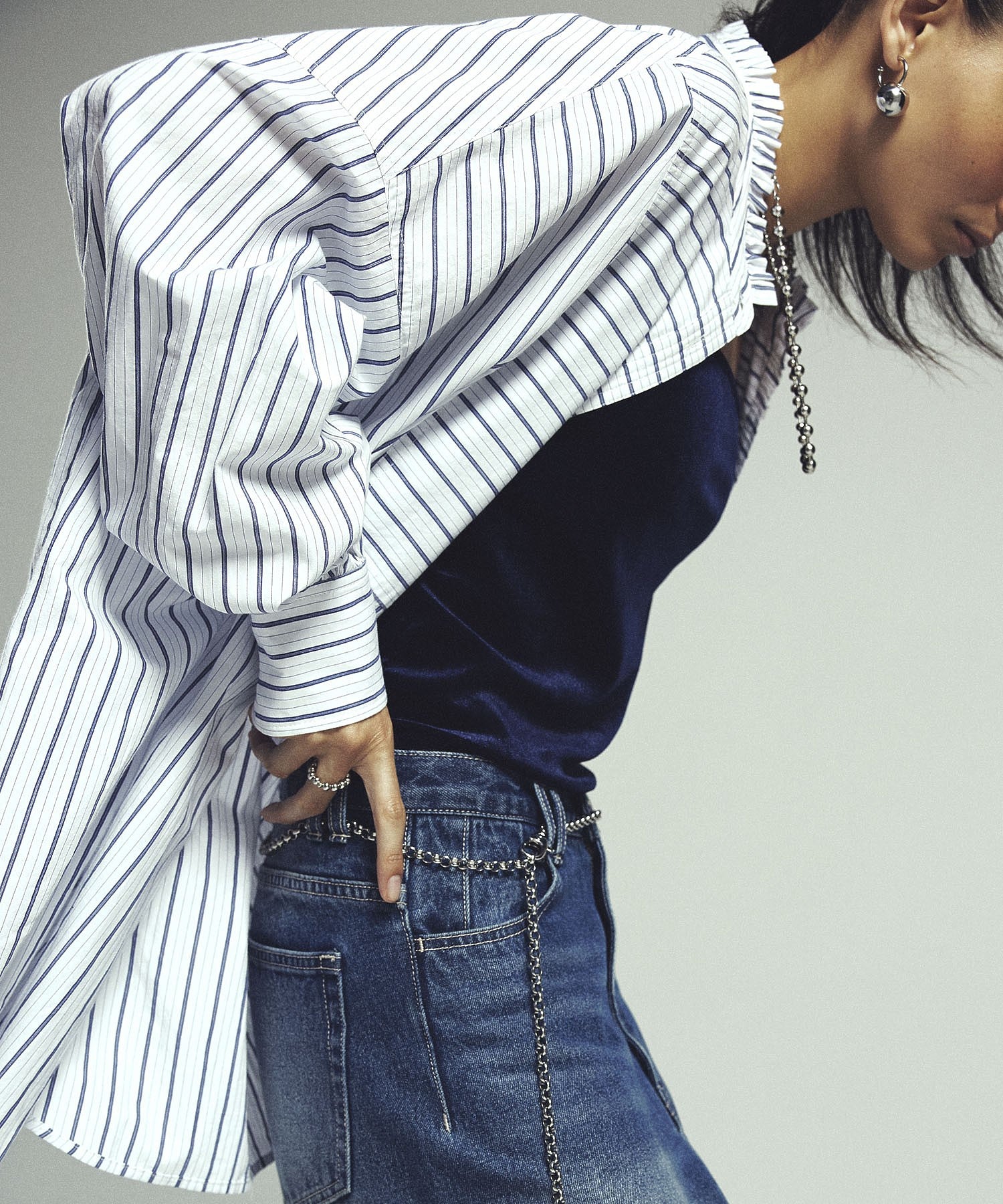 GENE HEAVENS/BACK OPEN STRIPE SHIRT